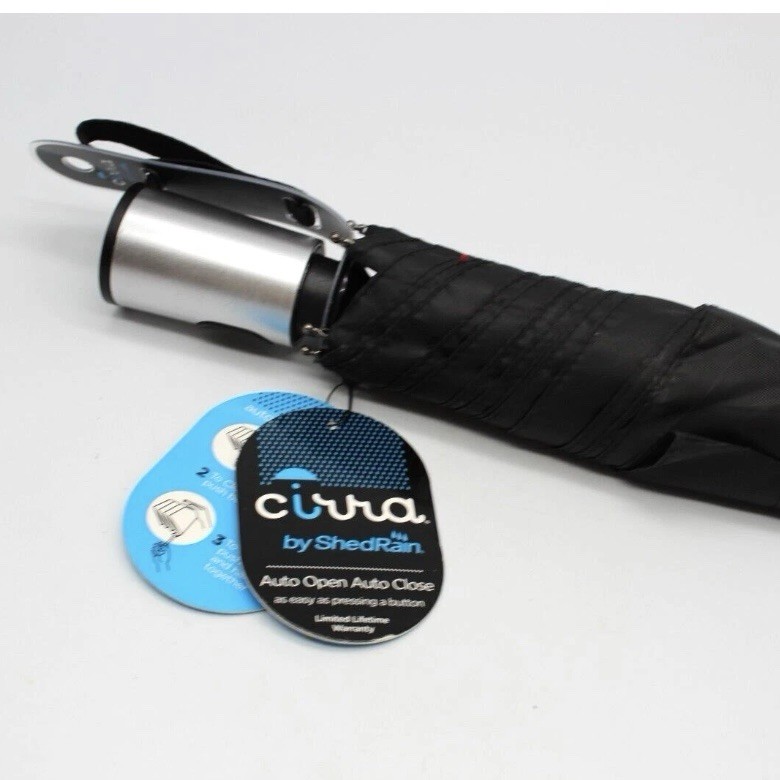 Cirra by ShedRain Button Auto Open/Close Compact Umbrella Unisex Black NWT