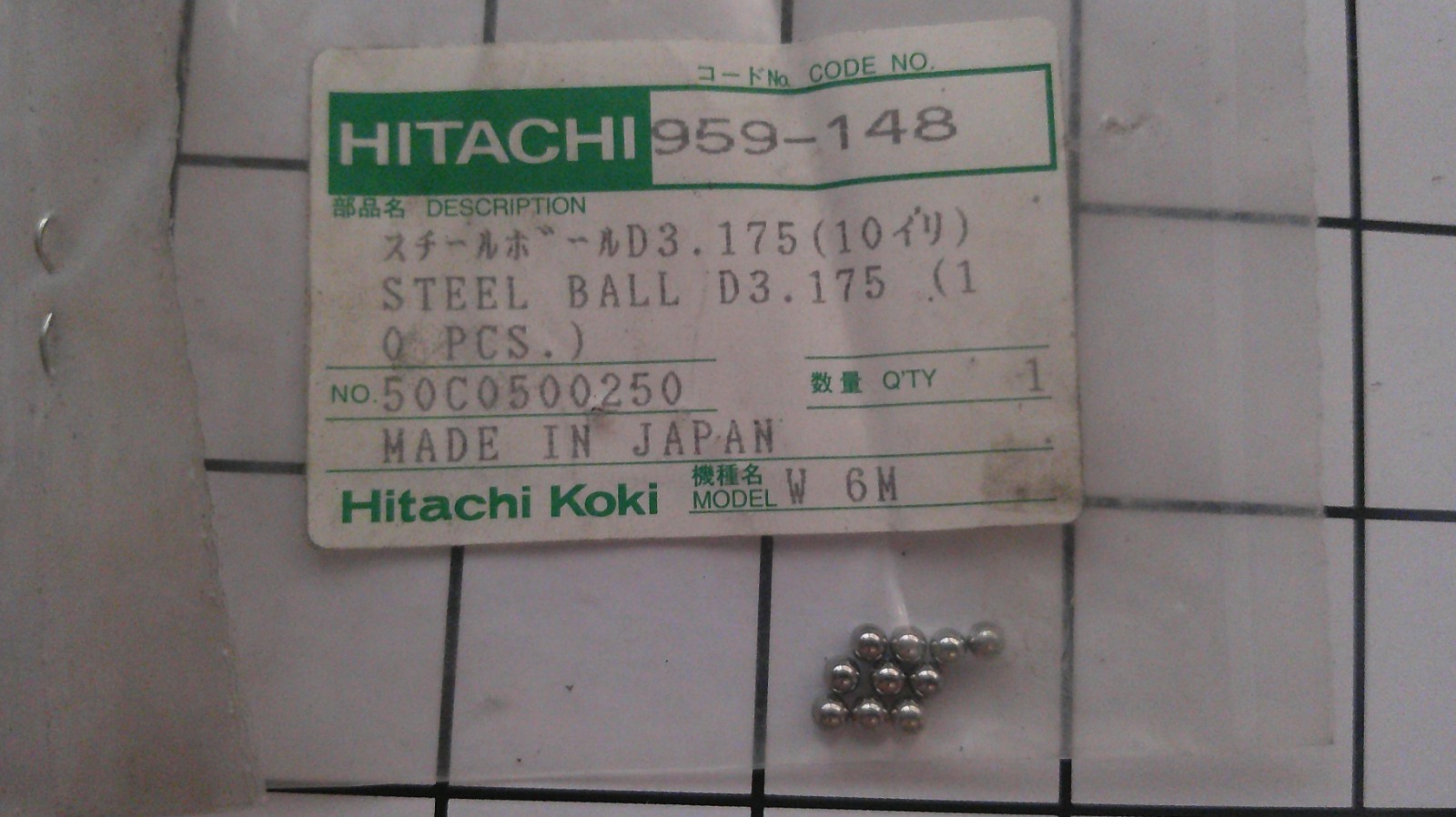 (10Pc) Hitachi 959-148 Steel Ball D3.175 for NR83A2 NR90AC NR83A2 +154more tools