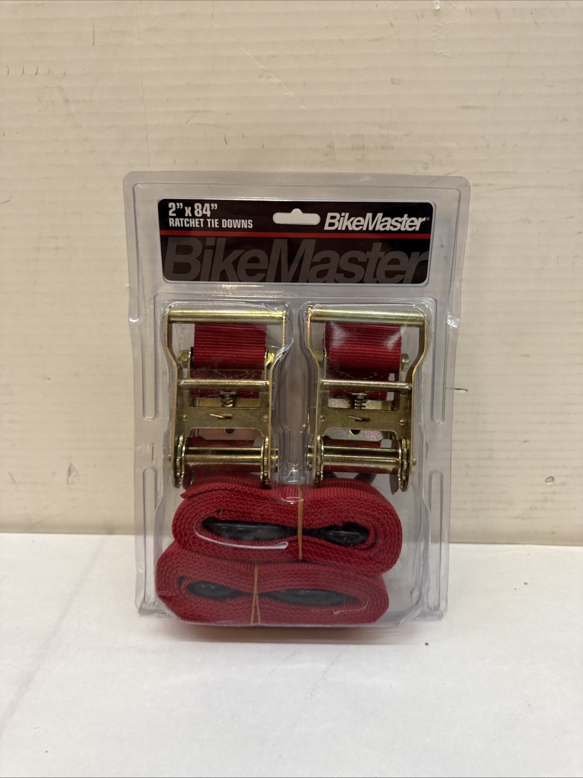 BikeMaster 2x84in Ratchet Tiedown Pair - Red 100577