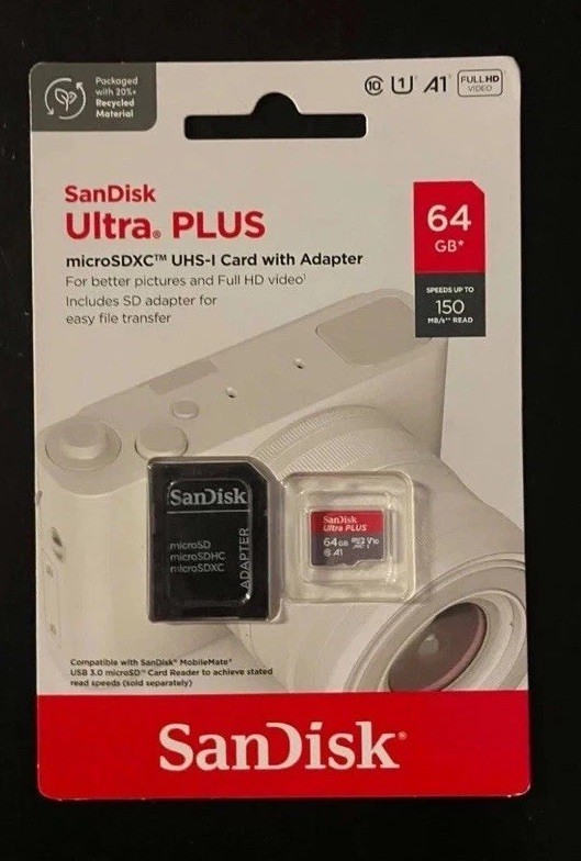 SanDisk Ultra Plus Micro SDXC UHS-1 Card with Adapter 64GB New