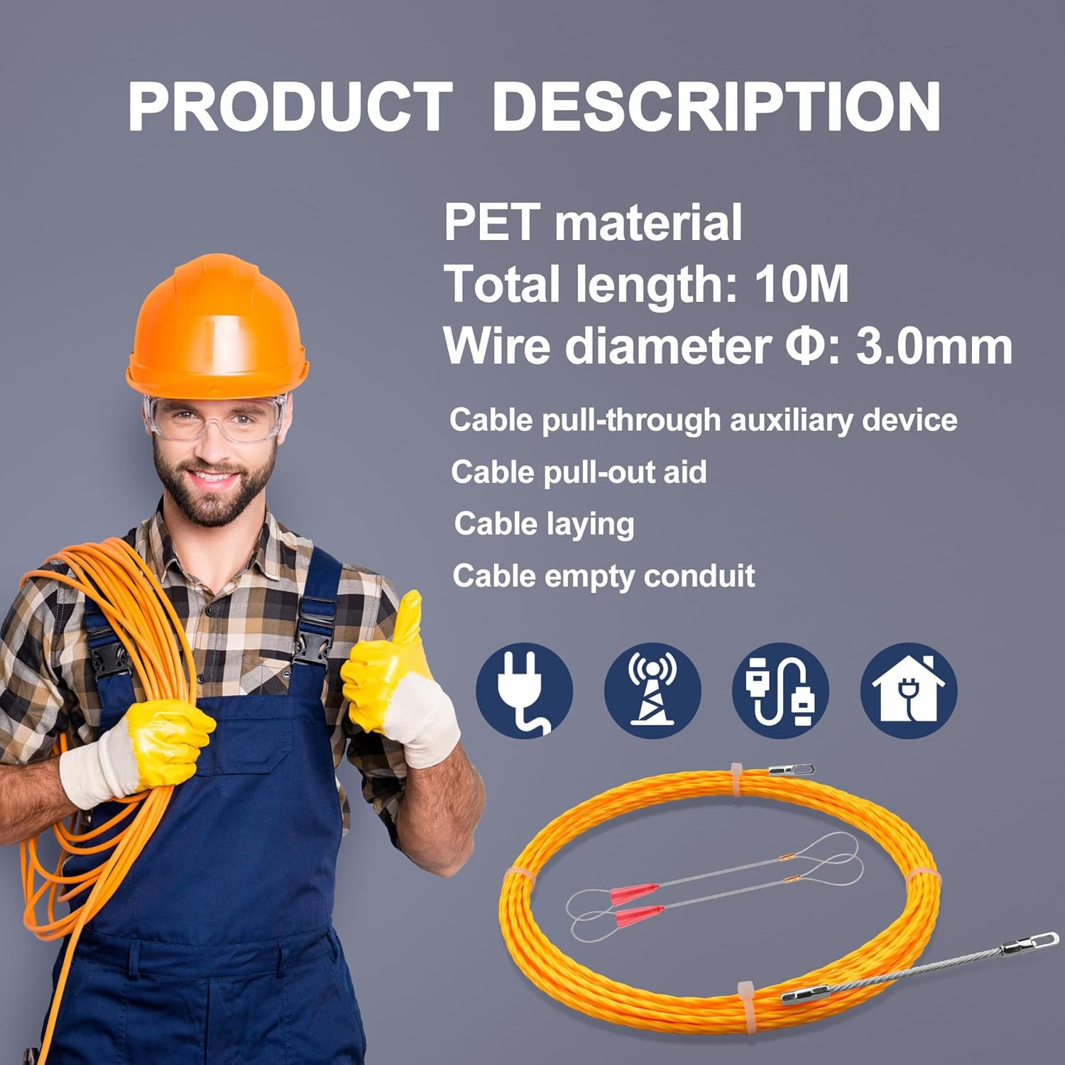 Electrical Fish Tape 10m | 3.0 mm Wire Fish Tape Wire Puller | Wire Snake for Ru