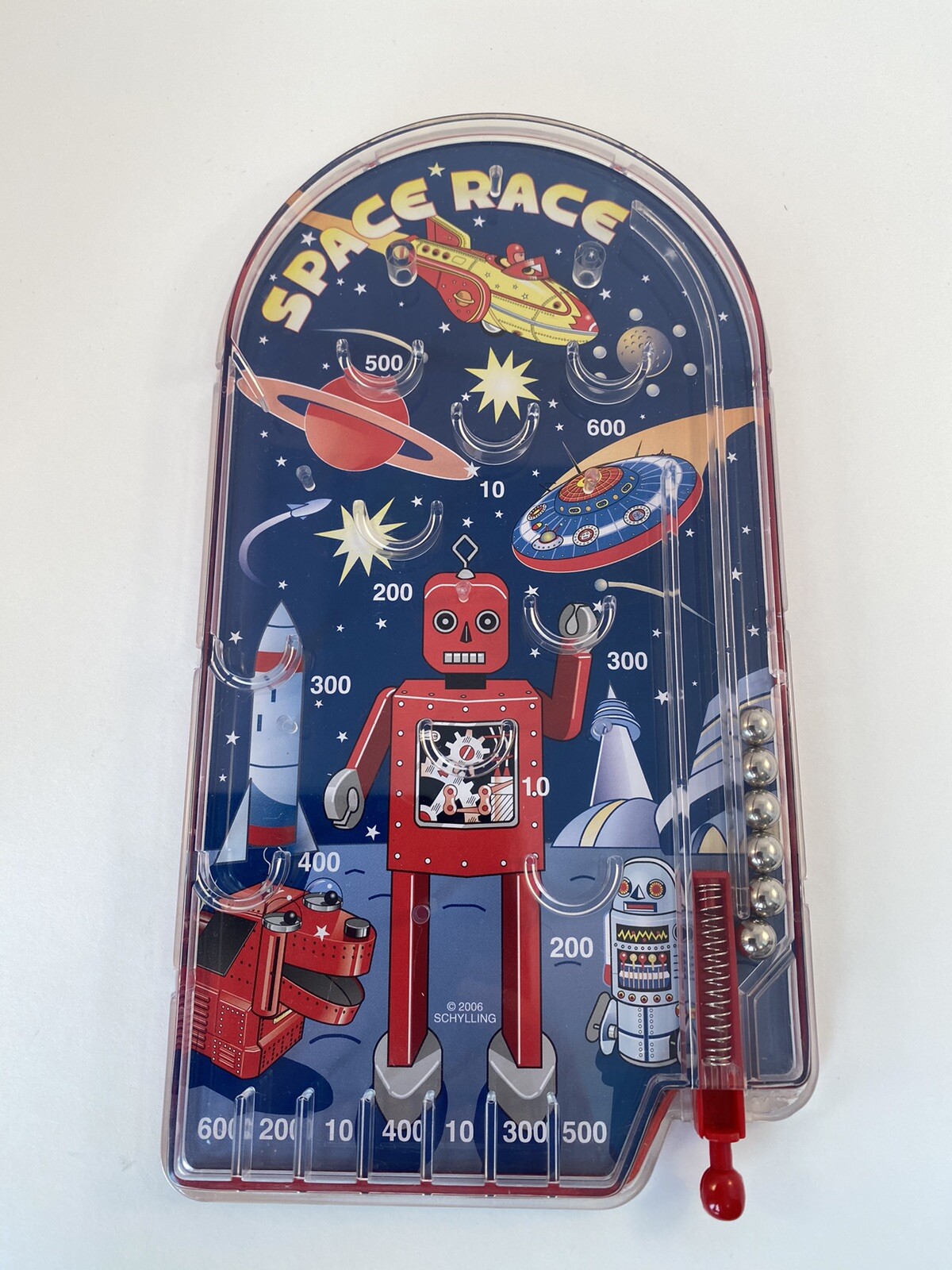Classic 2006 Schylling Space Race UFO Pinball 10 Inch Toy