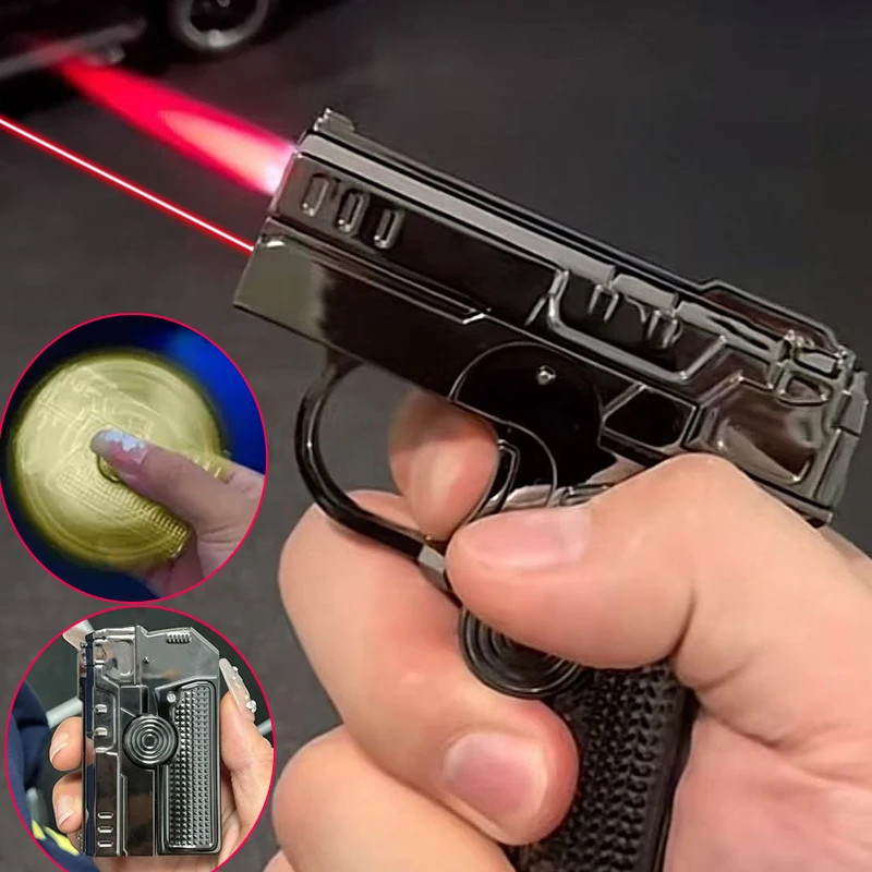 Multi Functional Folding Dual Form Decompression Gyro Gun Shaped Lighter with Cr