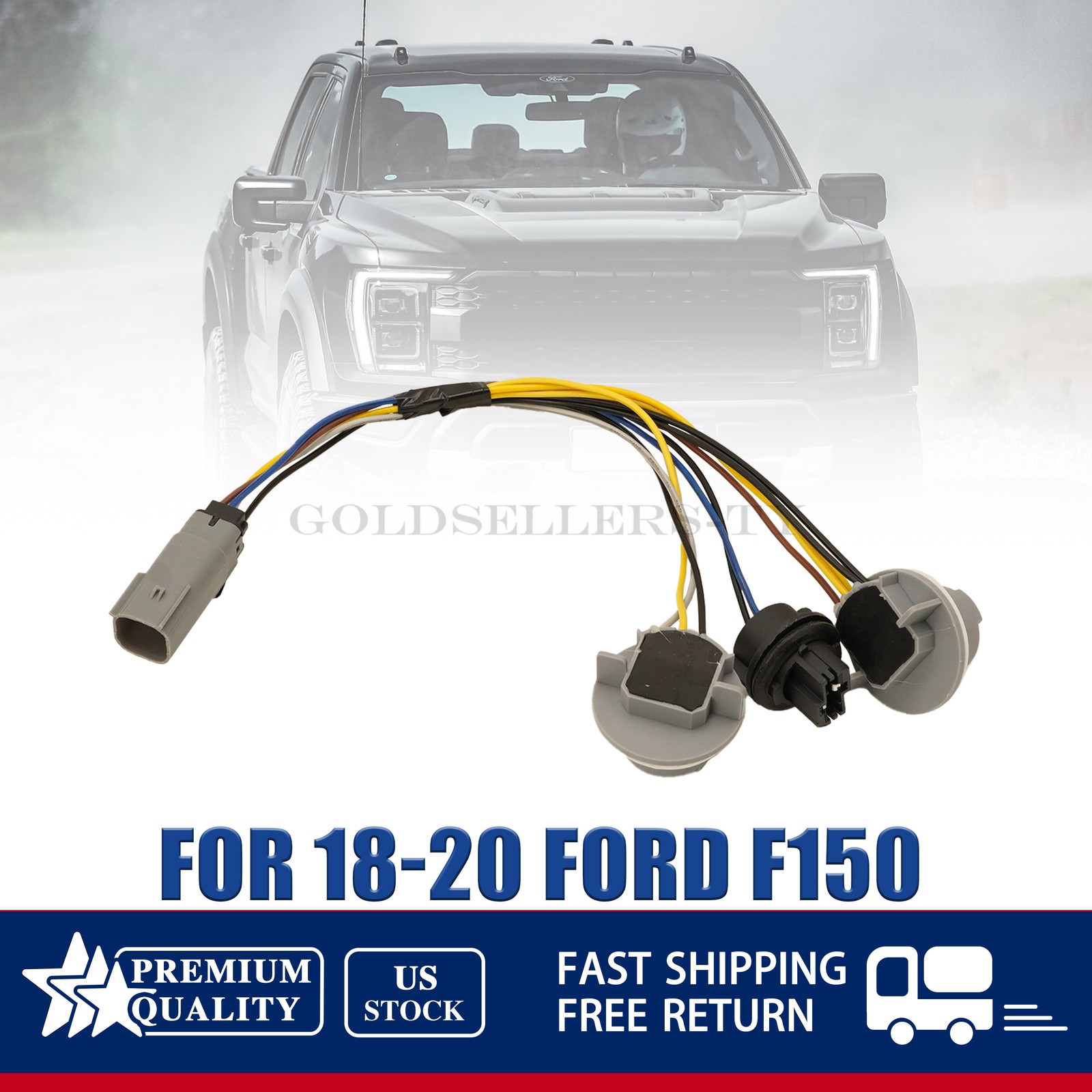 For 2018-2020 Ford F150 Rear LH/RH Tail Light Socket & Wire Harness JL3Z-13412-A