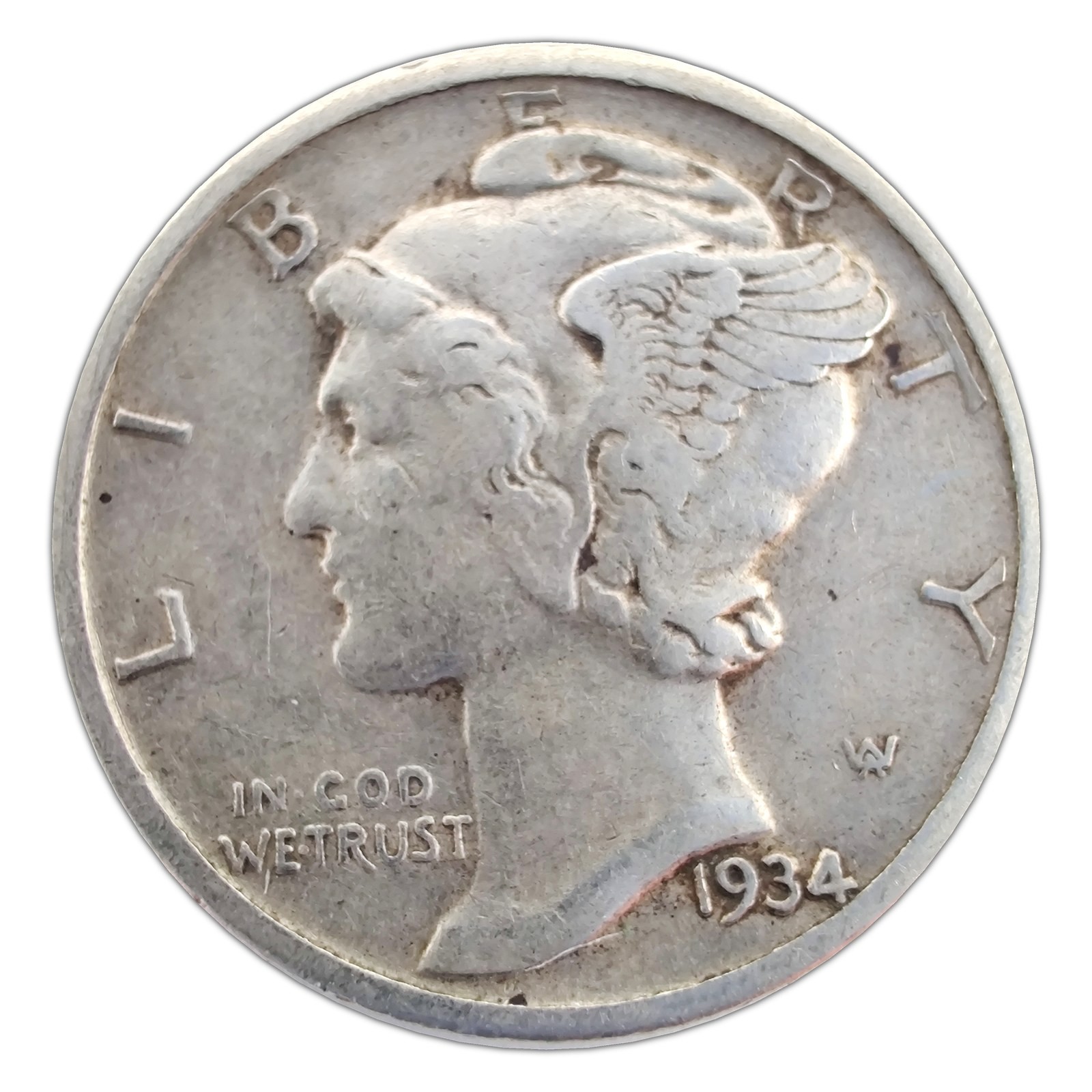 1934-P Mercury Dime VF Very Fine 90% Silver