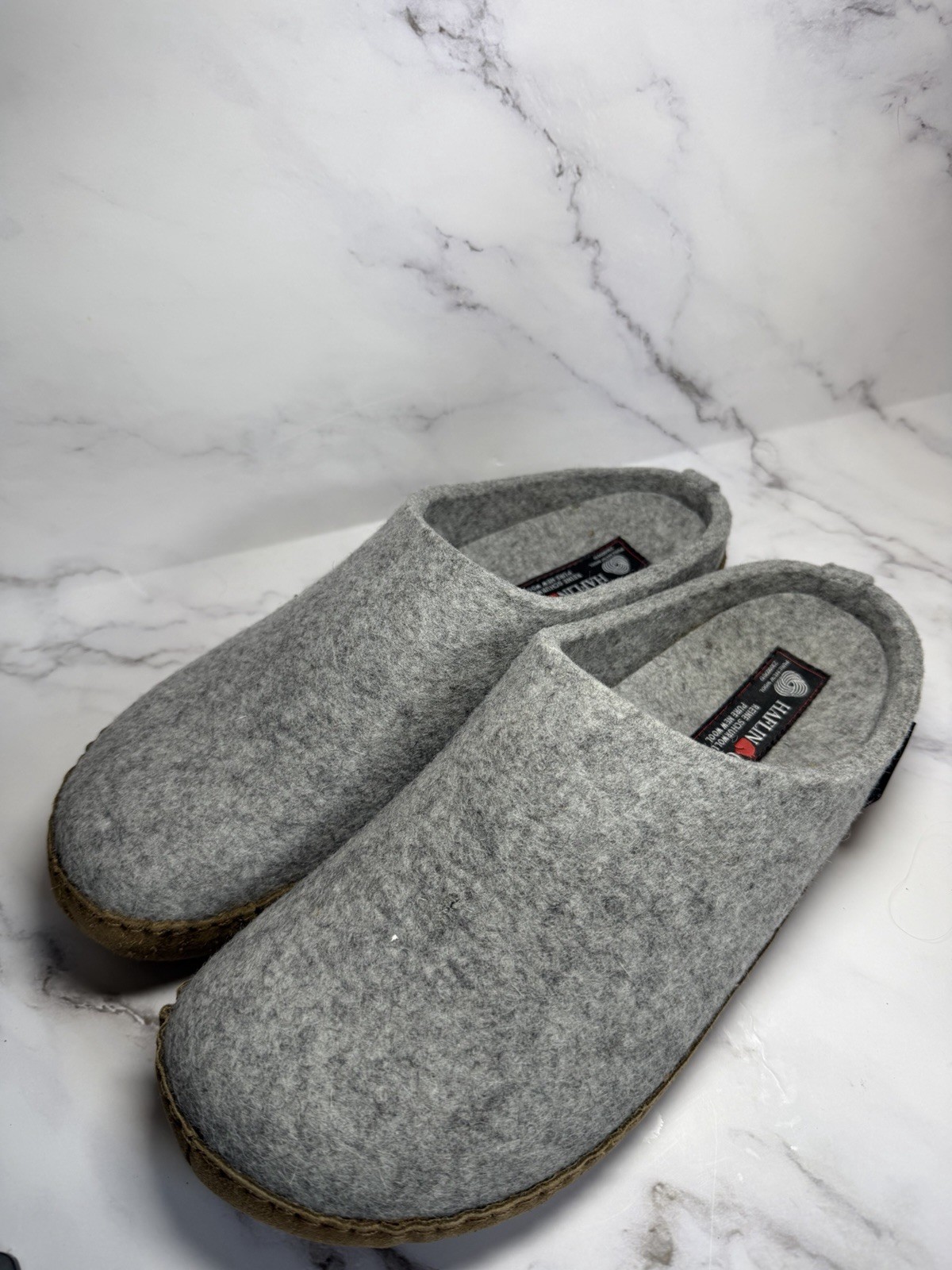 HAFLINGER Emils Slide Women's EU 42 US 11 Boiled Wool Felt Warm Slippers Clogs