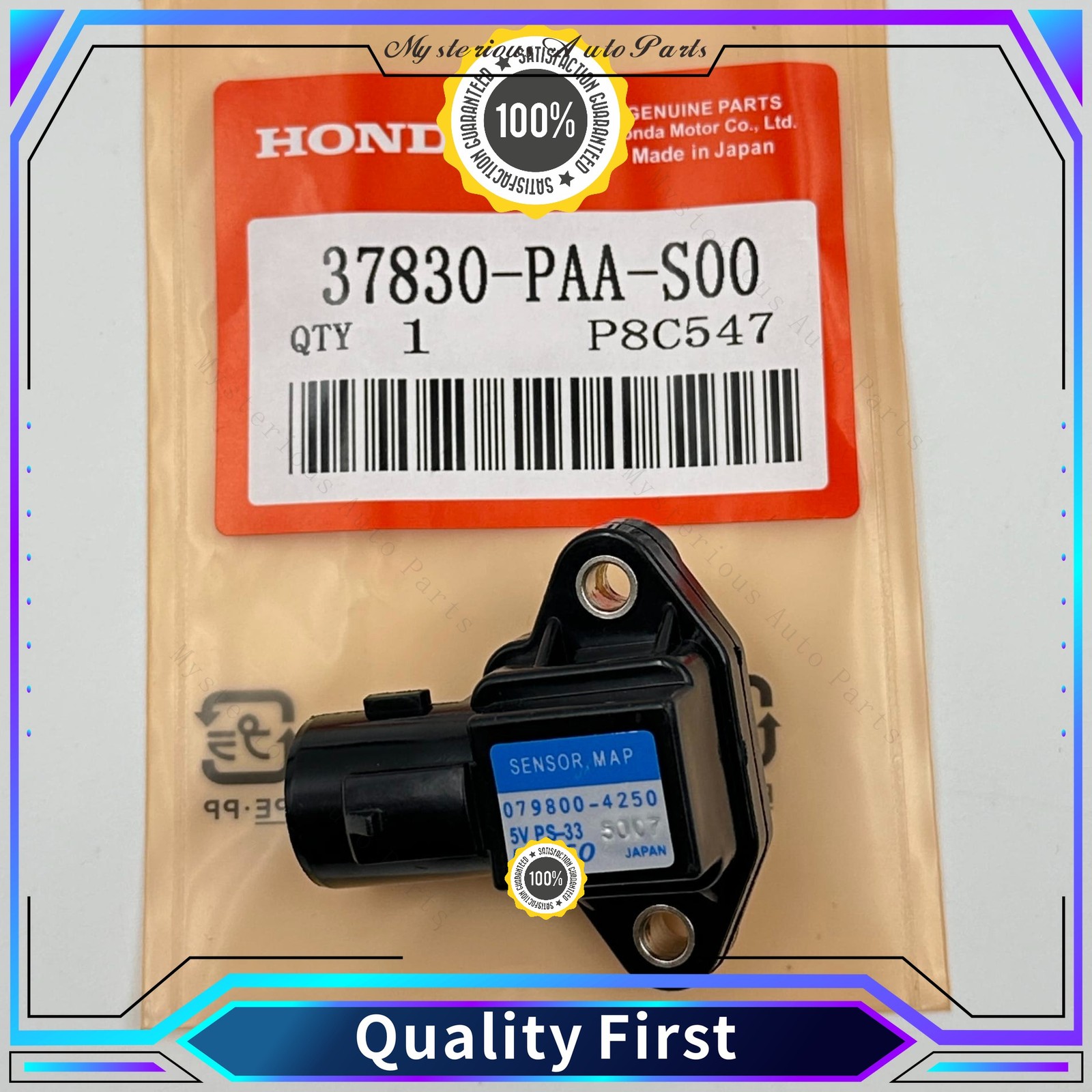 Genuine Honda Map Sensor W/ O-ring B16 B18 D16 H22 - 37830-PAA-S00 NEW