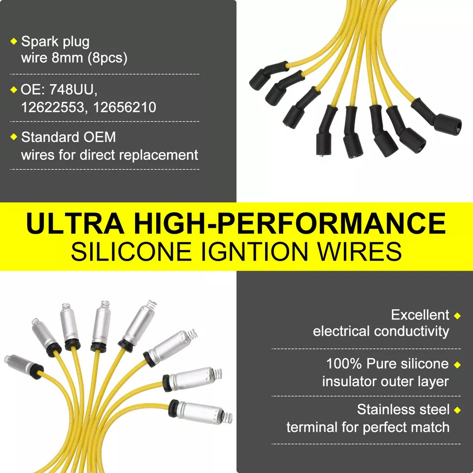 UF413 High Performance Ignition Coil & Spark Plug & Wire For Chevy GMC 5.3L 6.2L