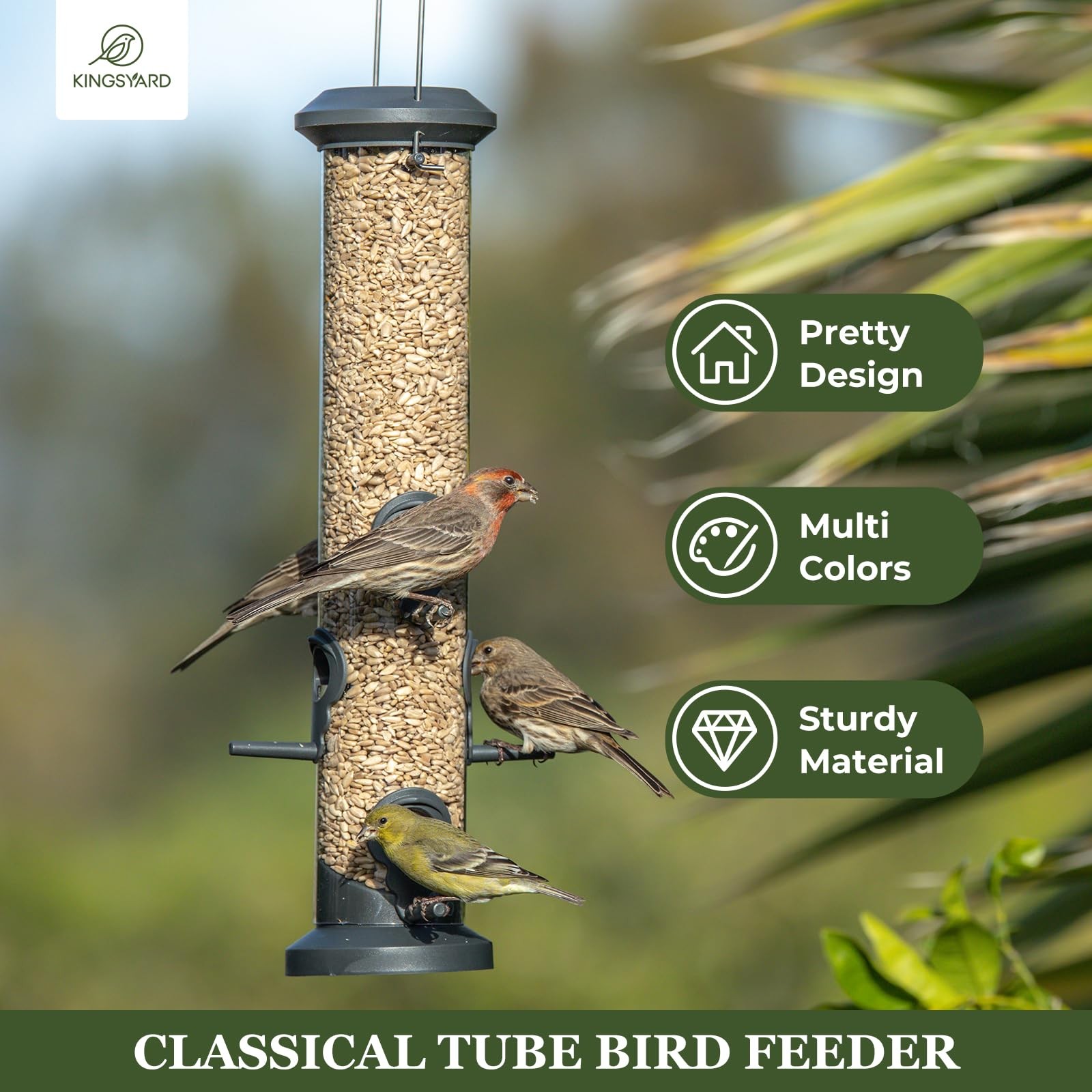 2 Pack Tube Feeders with 6 Feeding Ports for Clear Tube, Black