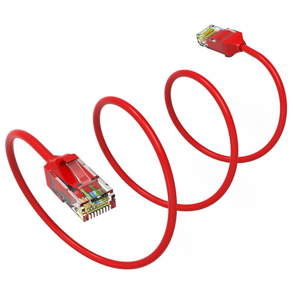 1FT CAT6 RJ45 Slim Ethernet LAN Network Patch Cable UTP Copper Wire 28AWG Red