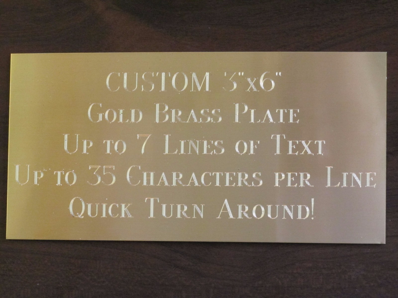 Custom Engraved Plate BRASS 3"x6" Custom Name Plate Plaque Art Label Tag Gift