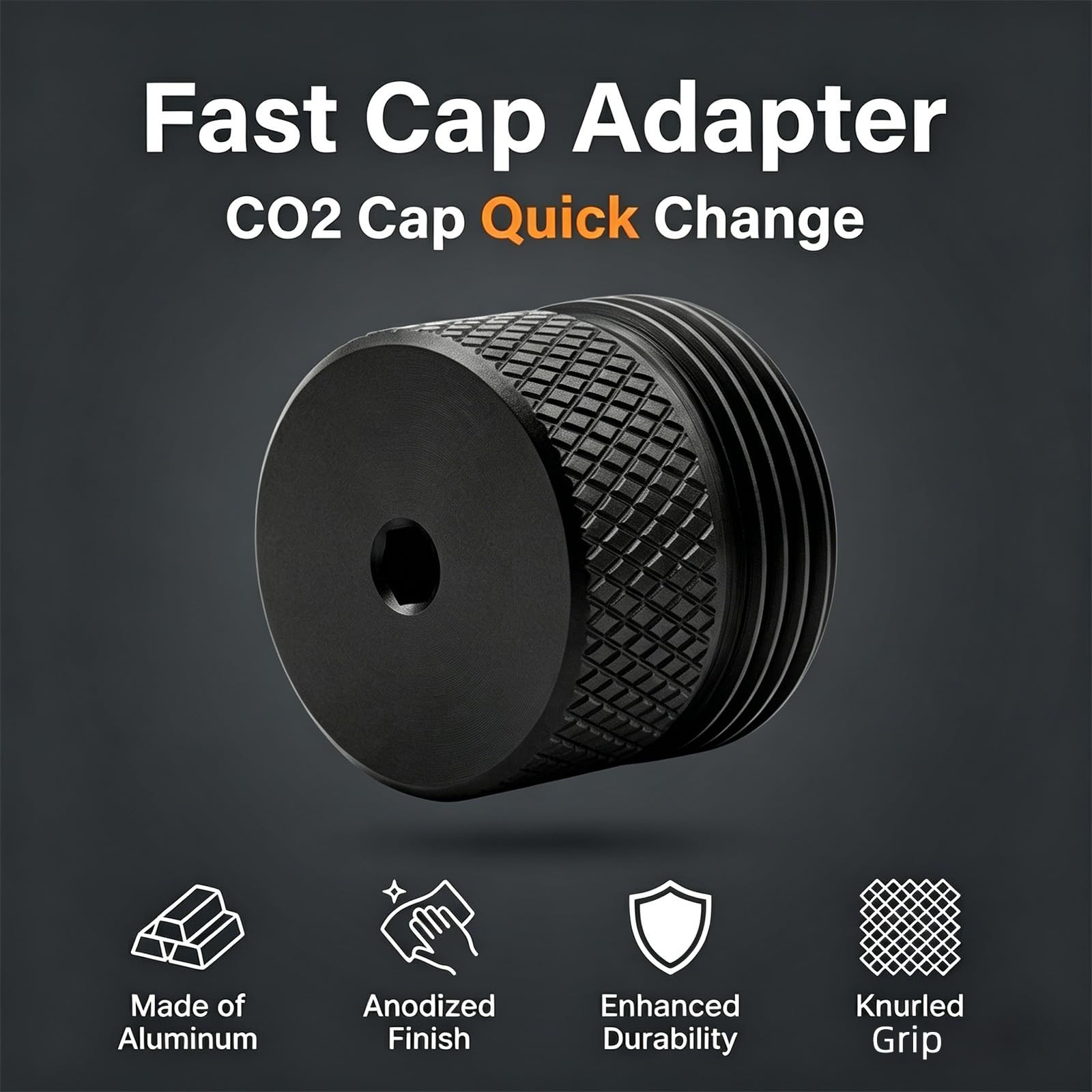 LZXUNG CO2 Fast Cap Adapter Compatible with BYRNA CL,Quick Release Black
