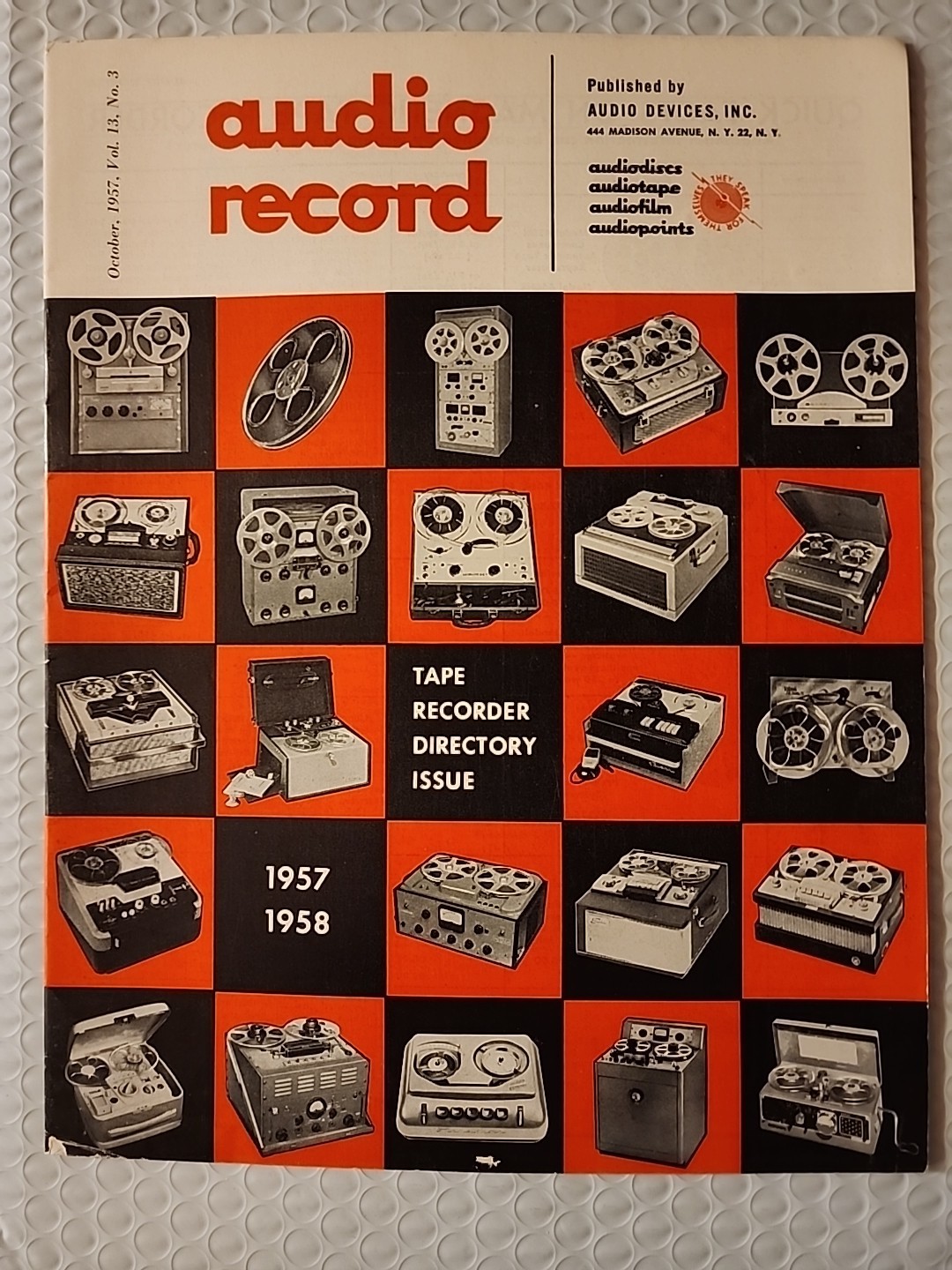 AUDIO RECORD VOL13 NO.3 1957-8 TAPE RECORDER Directory Mohawk Ercona Dictaphone