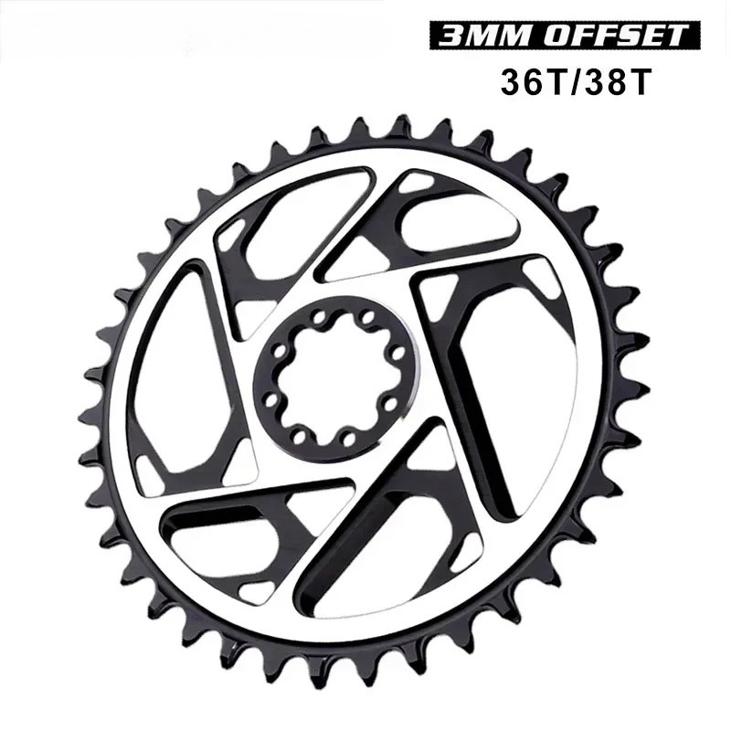 3mm Offset 8 Bolt 34/36/38/40T MTB Bicycle Chainring Hollow Narrow Wide Sprocket