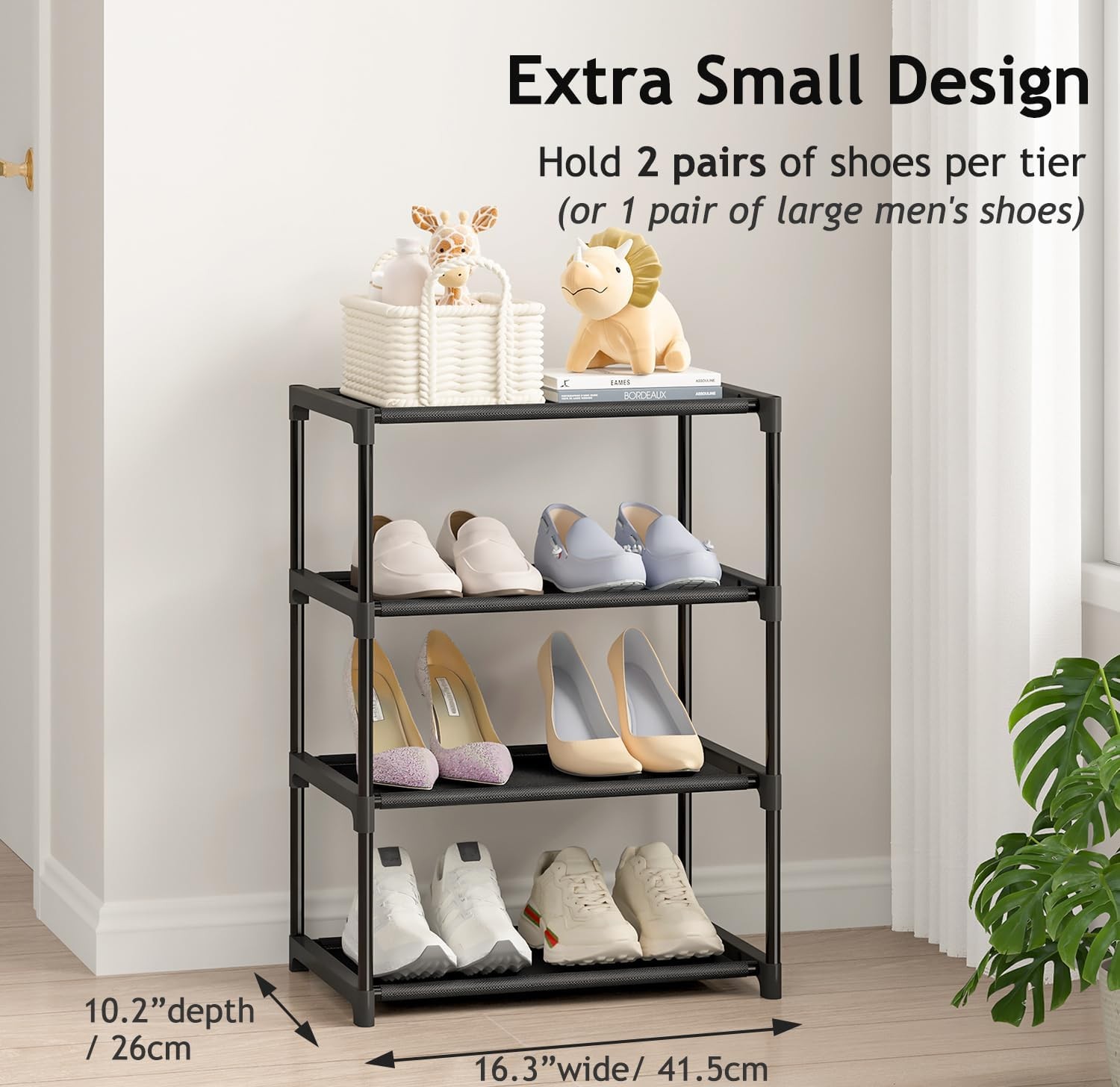 Shoe Rack 4 Tier Extra Small 16.3" Wide