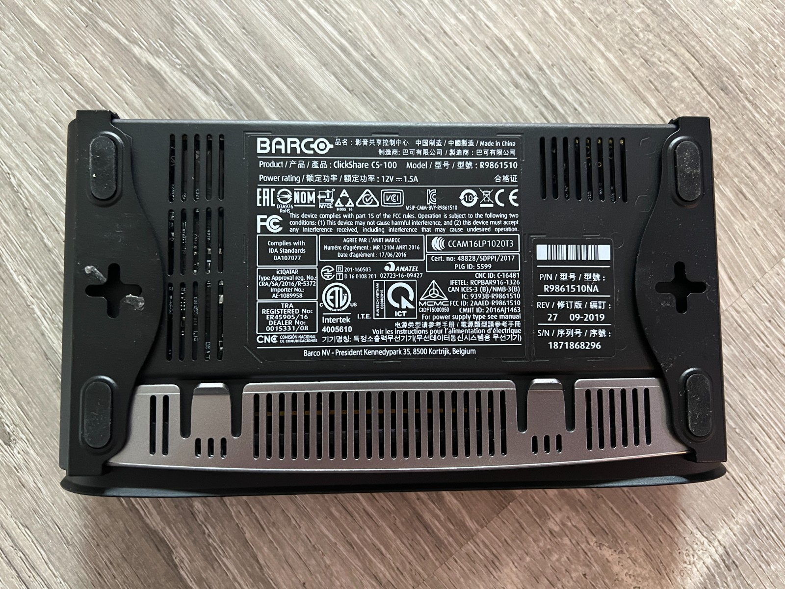 Barco ClickShare CS-100 Wireless Presentation System R9861510