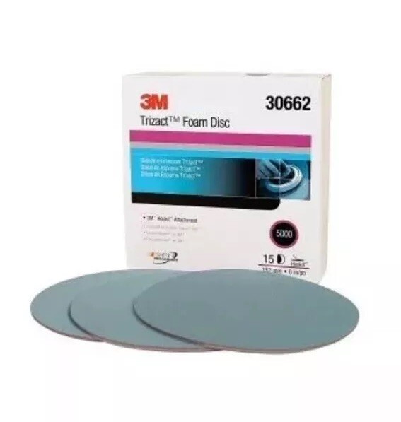 3M 30662 Trizact™ Hookit™ Foam Discs P5000 Body Paint Polish Sand 15/Box GENUINE