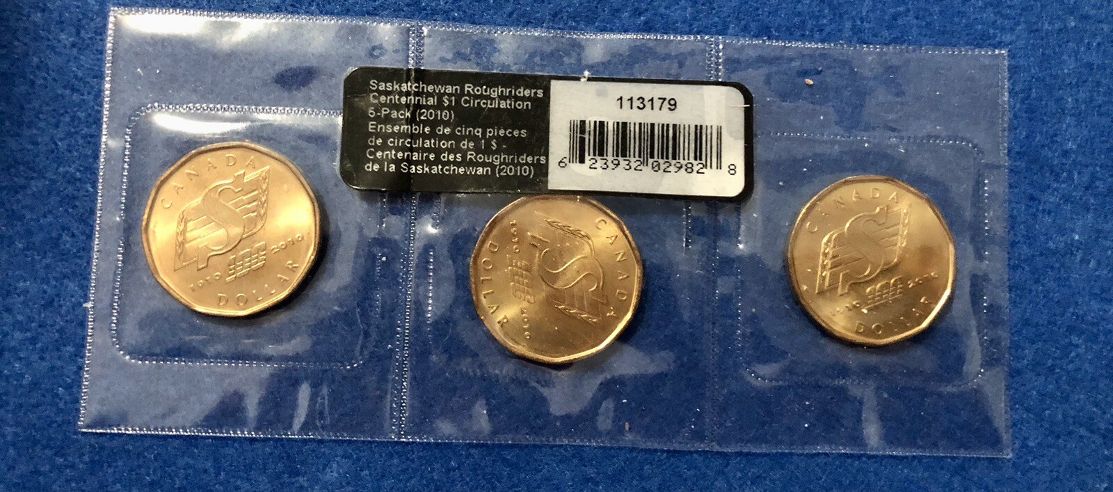 🔥 2010 Canada One Dollar - $1 Saskatchewan Roughriders Centennial 3 Pack Sealed