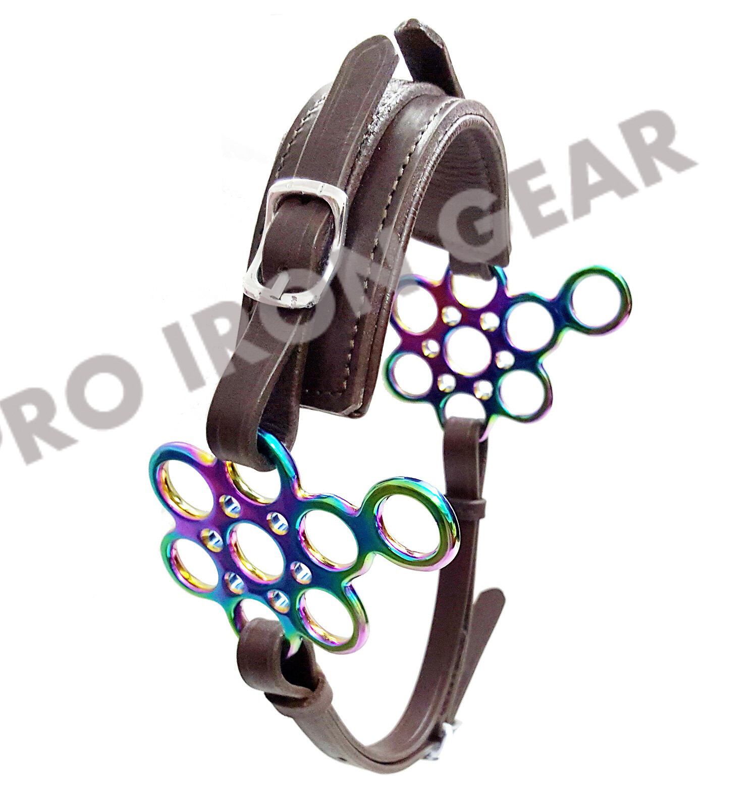 Rainbow Hackamore Bitless Horse Bit English Western Adjustable Leather (BROWN)