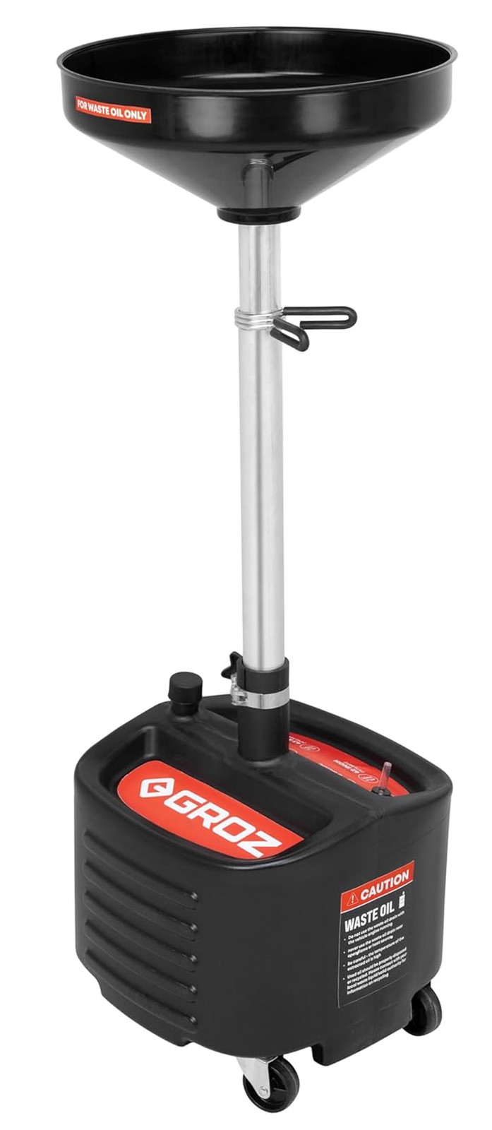 8 Gallon Waste Oil Drain Pan - Wheeled, Adjustable Height, Spill-Proof Design, T