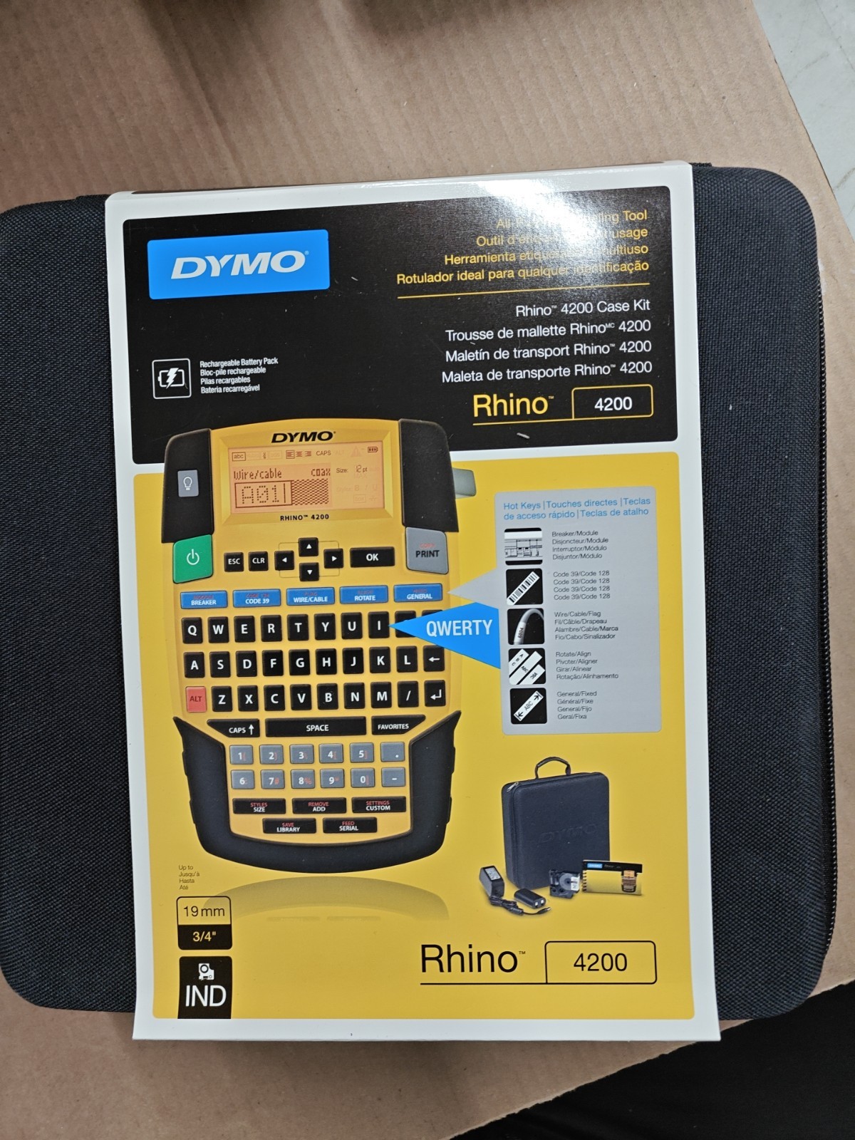 Dymo Rhino 4200 Case Kit All-purpose Labeling Tool 19MM 3/4" Bundle NEW CLEAN
