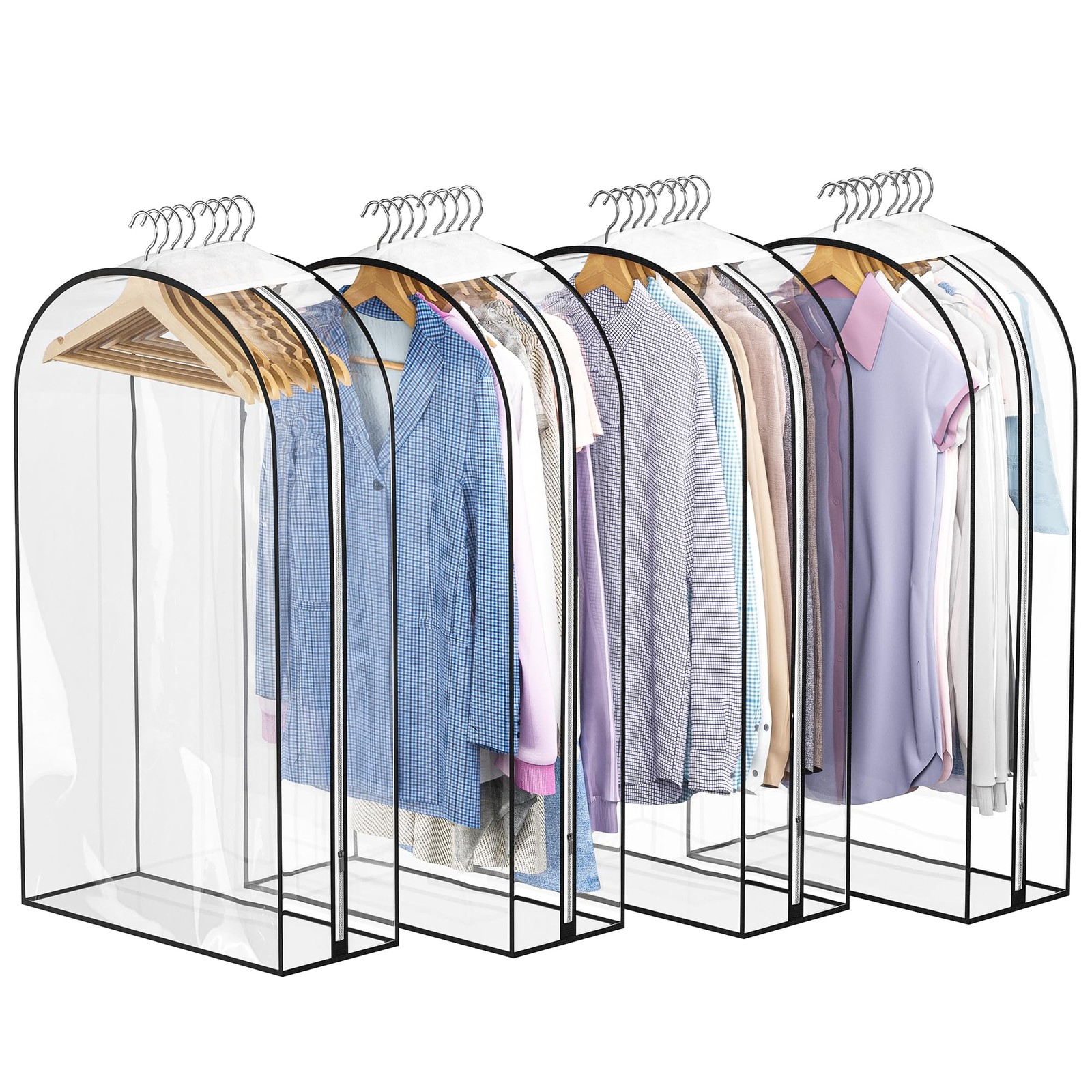 Liuoud Clear Garment Bags for Hanging Clothes 10” Gusseted, 40 inch, clear