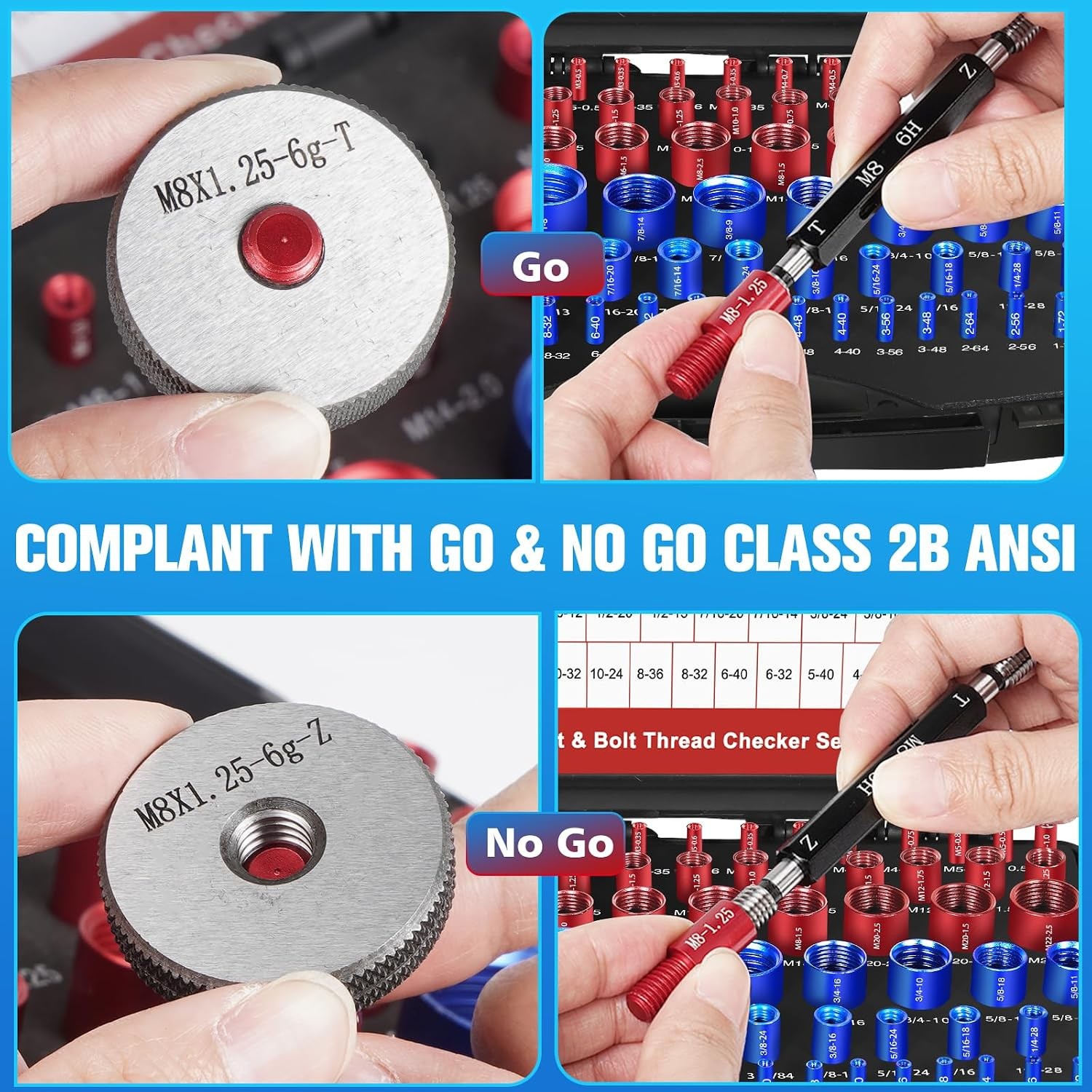 76Pcs Thread Checker, Nut and Bolt Thread Checker 38 Standard and 38 Metric Set,