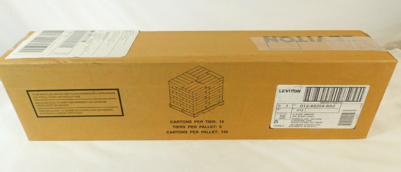 Leviton 49254-BA2 Angled Blank Filler Panel, 2RU - Black - 012-49254-BA2
