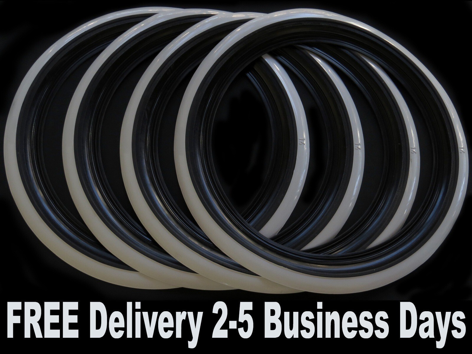 Classic 14" Black Whitewall Tire Set by Omega Portawall Fits Mercedes W108-W123