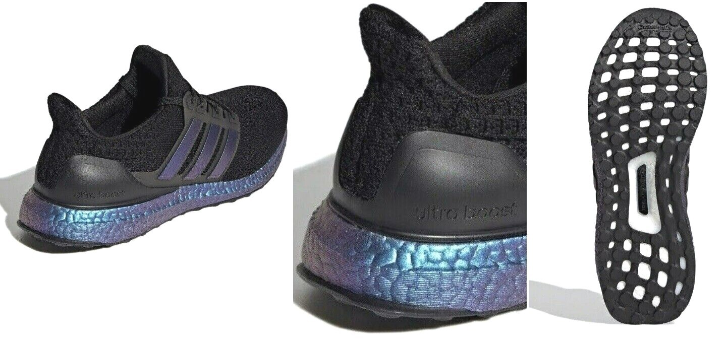 Adidas UltraBoost 5.0 DNA Black Iridescent Metallic Blue Red Running Shoes Mens