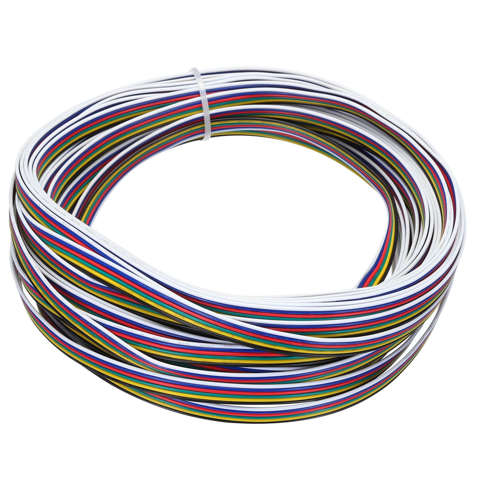 28 Gauge 6 Conductor Electrical Wire Tinned Copper Cable 49.2FT