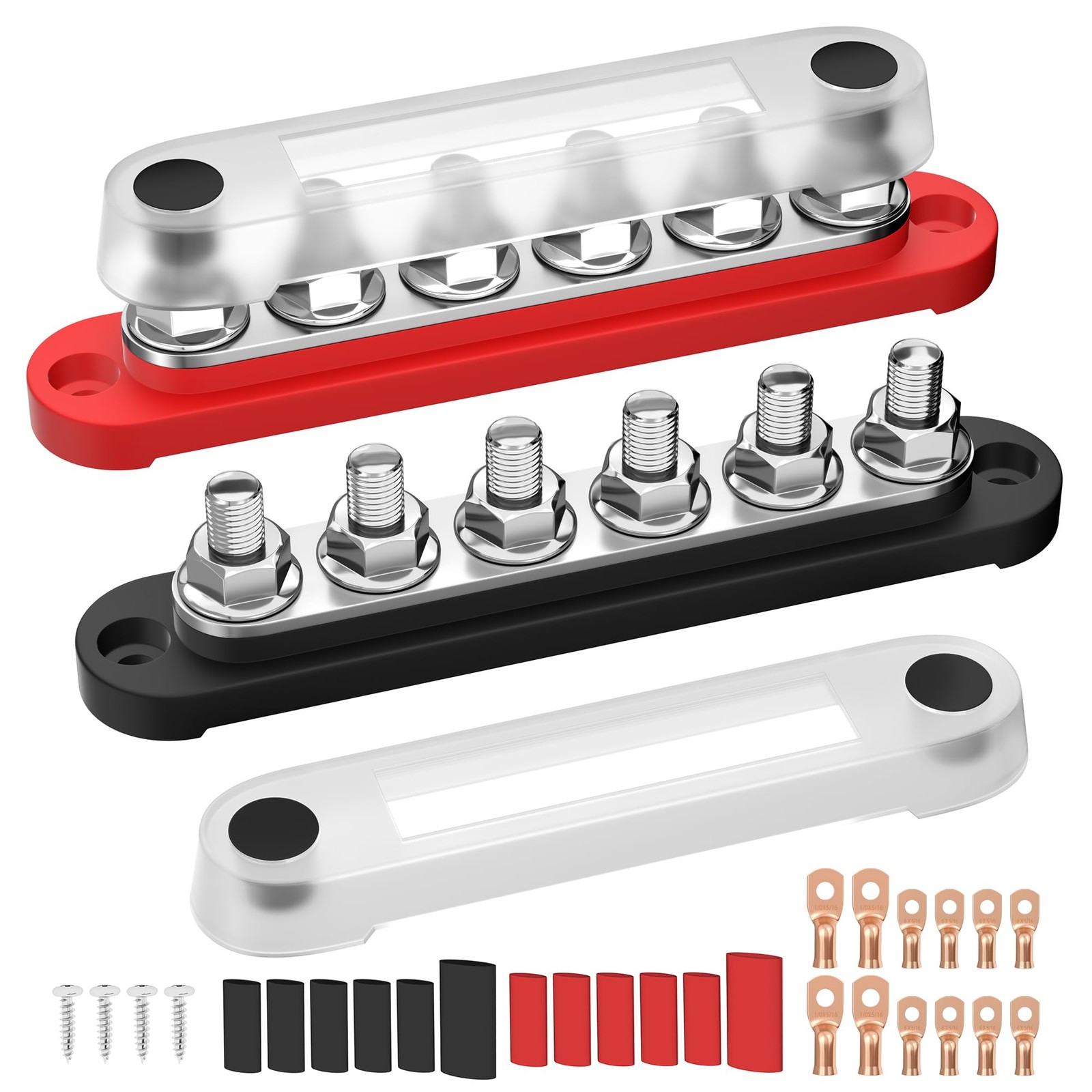 RVMARINEPAT 12V Bus Bar 250A Power Distribution Block, 12 Volt Busbars 6 x...