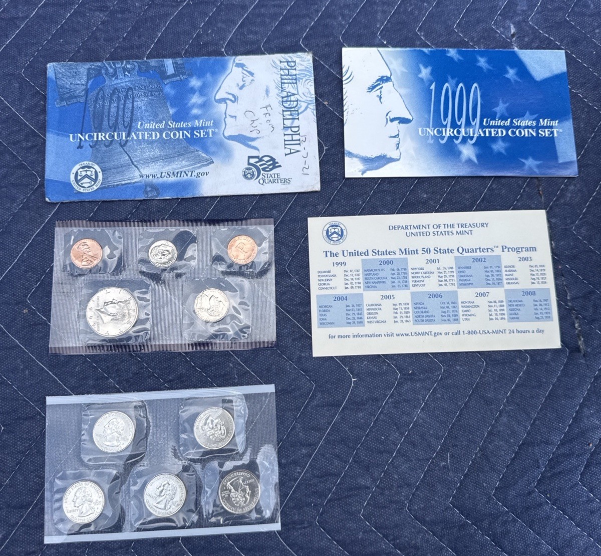 1999 U.S. Mint Uncirculated Coin Set P&D – Complete w/ State Quarters