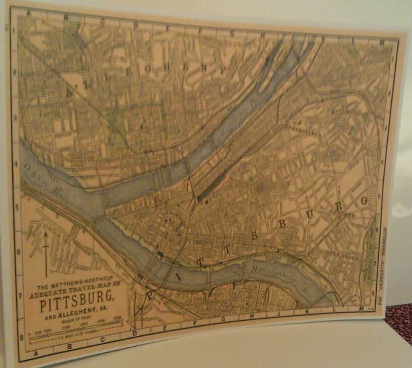 1893 Pittsburgh Allegheny Pa. Adequate Atlas Travel Map Matthews-Northrup Repo
