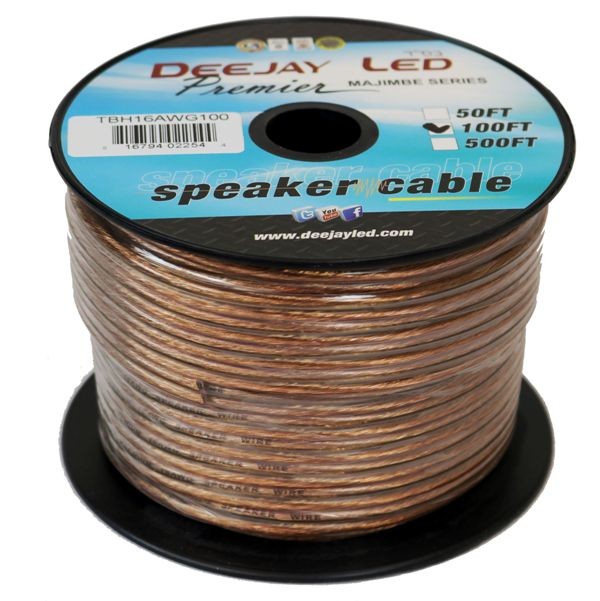 Deejay LED TBH16AWG100 16ga 100ft Speaker Wire Spool