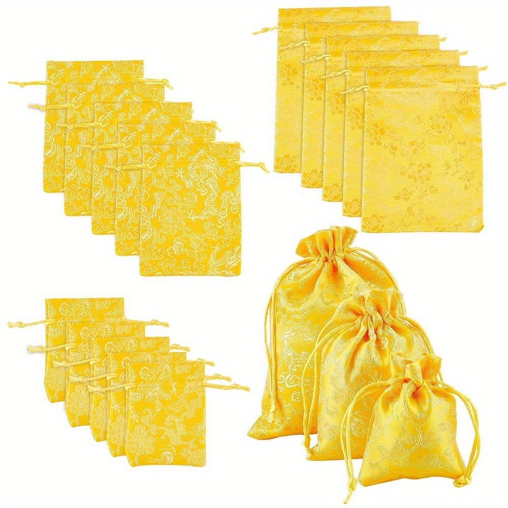 1set 18pcs 3 style Cloth Packing Pouches Embroidered Gift bag Drawstring bag
