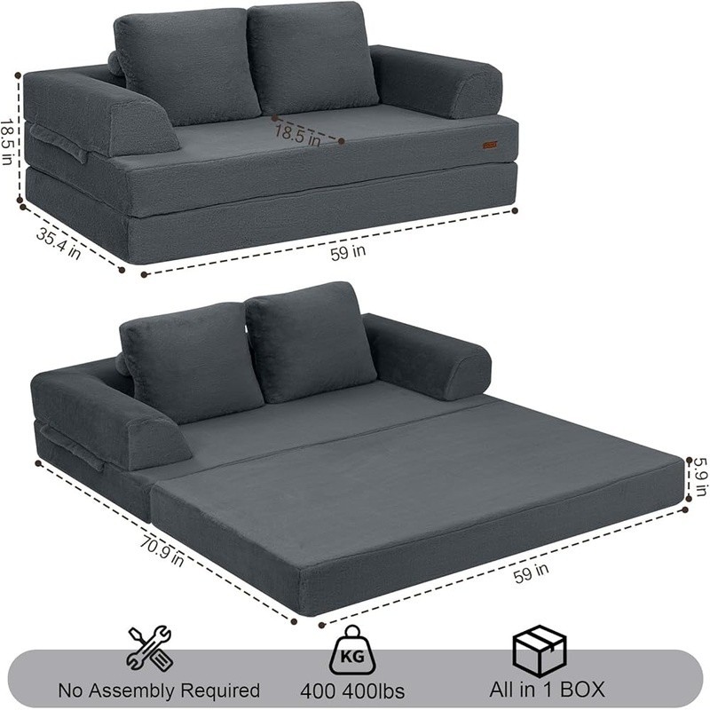 Multi-Functional Folding Sofa Bed Convertible Couch Relaxing Lounging Napping US