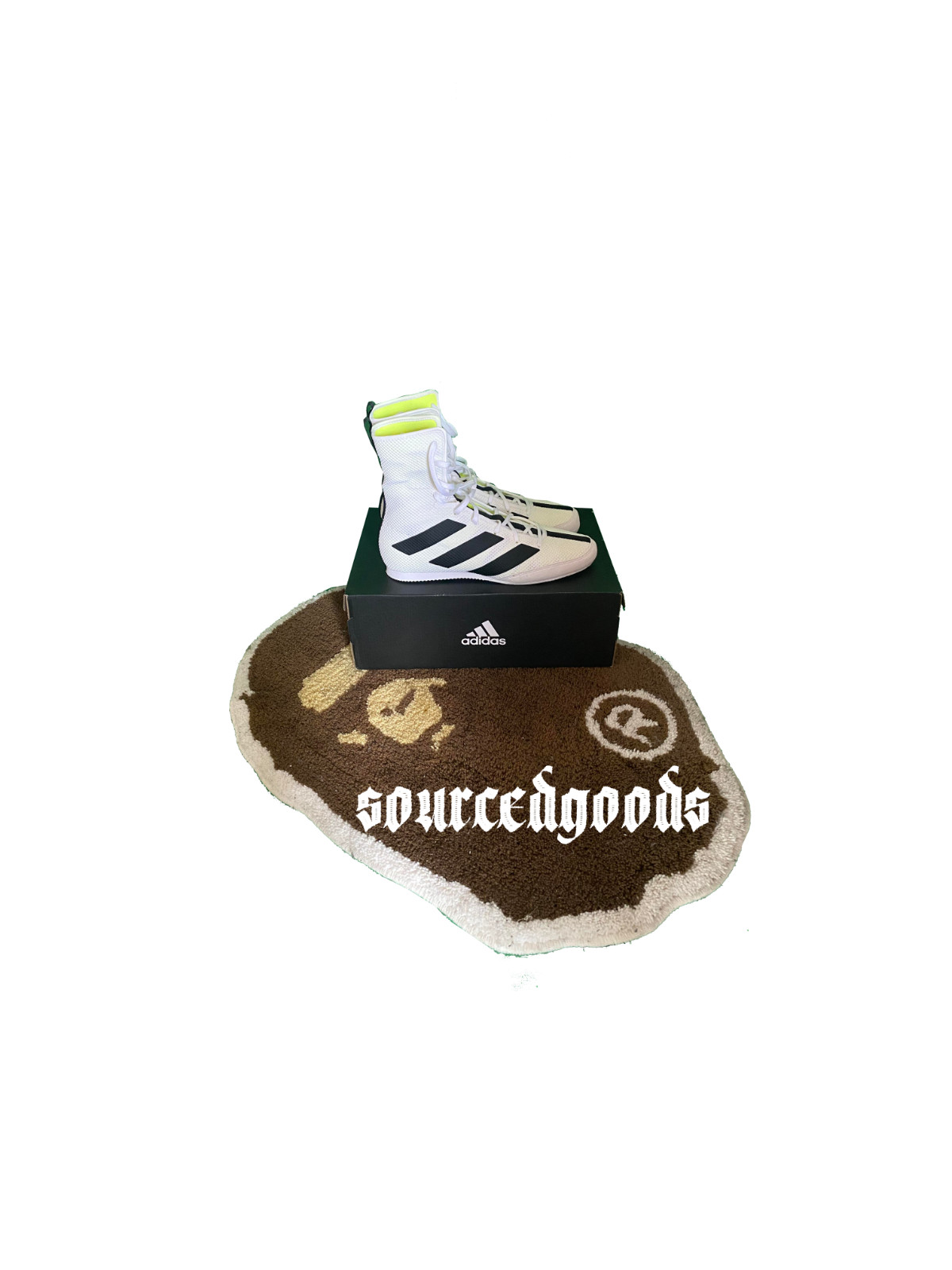 ADIDAS Mens EUR 44 or US 10 / UK 9.5 Box Hog 3 White/Black Boxing Shoes - As New