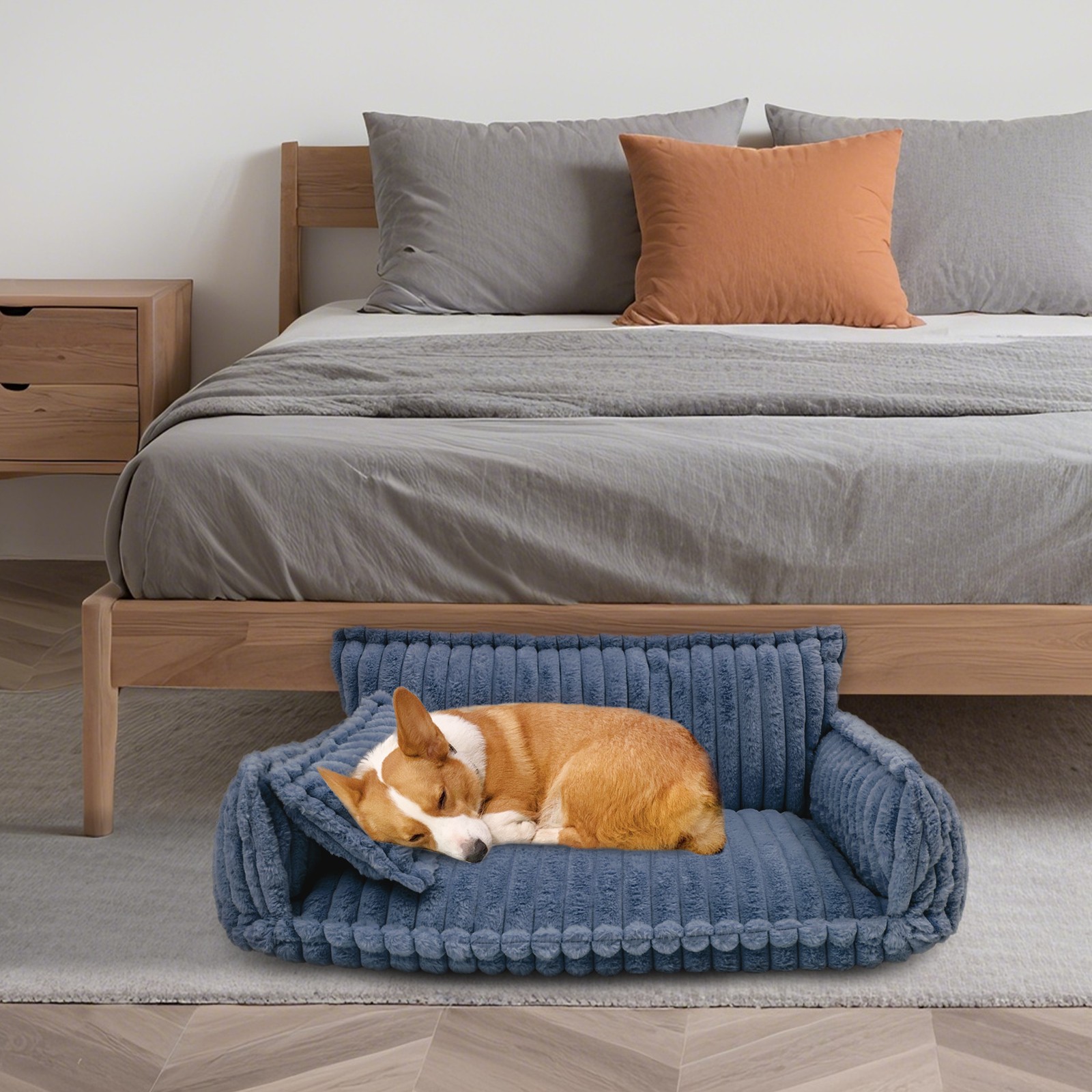 Pet Couch with Removable Washable Cover, Pet Couch Bed for Dog and Cat, Calming