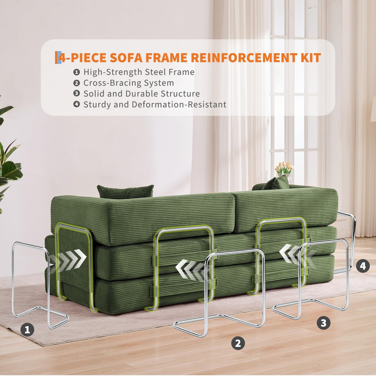5-in-1 Folding 78.8" Convertible Sleeper Sofa Bed w/ Fixed-Shape Frame, Pillow
