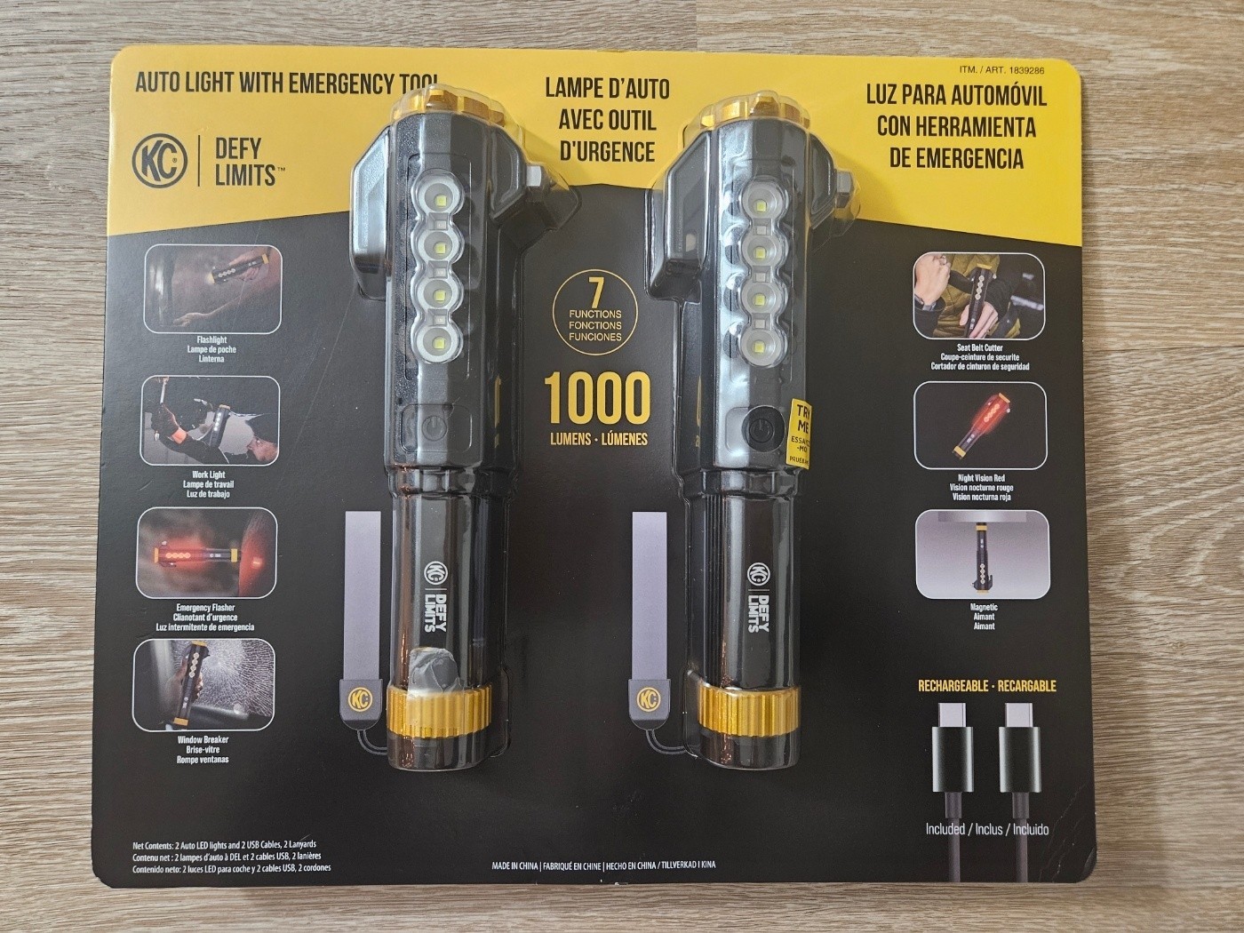 KC AutoLight 2 Pack 1000LM Emergency Flashlight Tool Magnetic Base Rechargeable