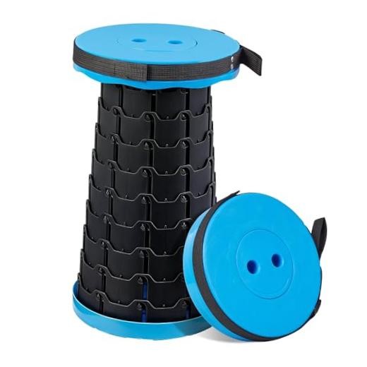 Telescoping Folding Stool, Upgraded Portable Collapsible 1 PCS Blue