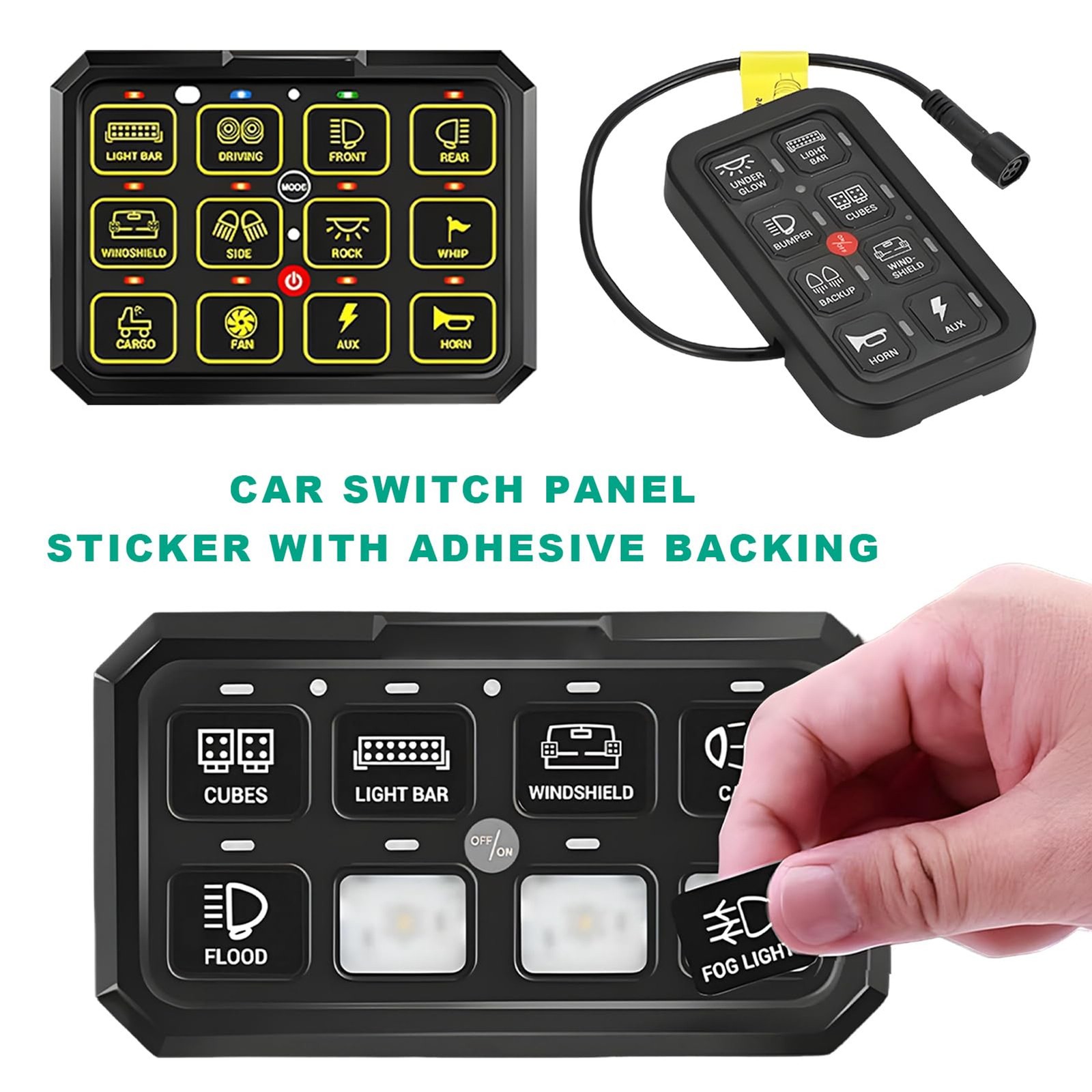 120PCS Car Switch Panel Sticker, Auto Console Switch Label Decal Kit Panel Butto