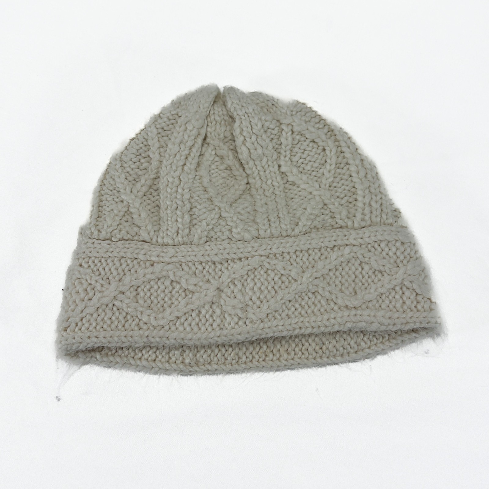 90's Cable Knit White Beanie GAP OS