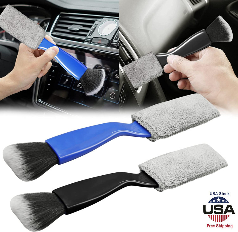 Double Head Brush for Auto Car Cleaning Portable Car Interior Detailing Brush US
