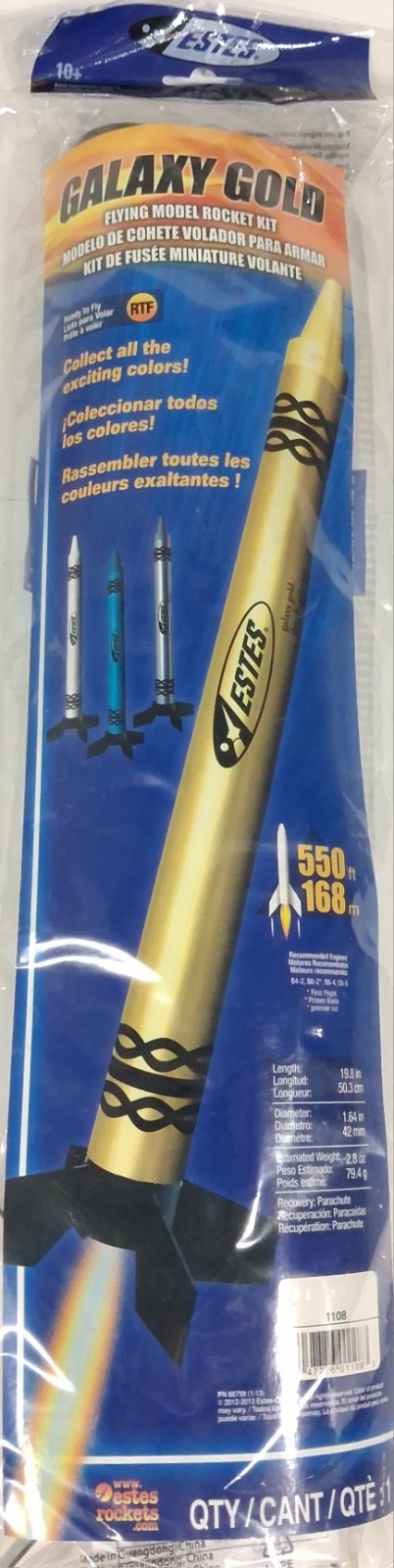 Estes Galaxy Gold Flying Model Rocket Kit 1108 Crayon