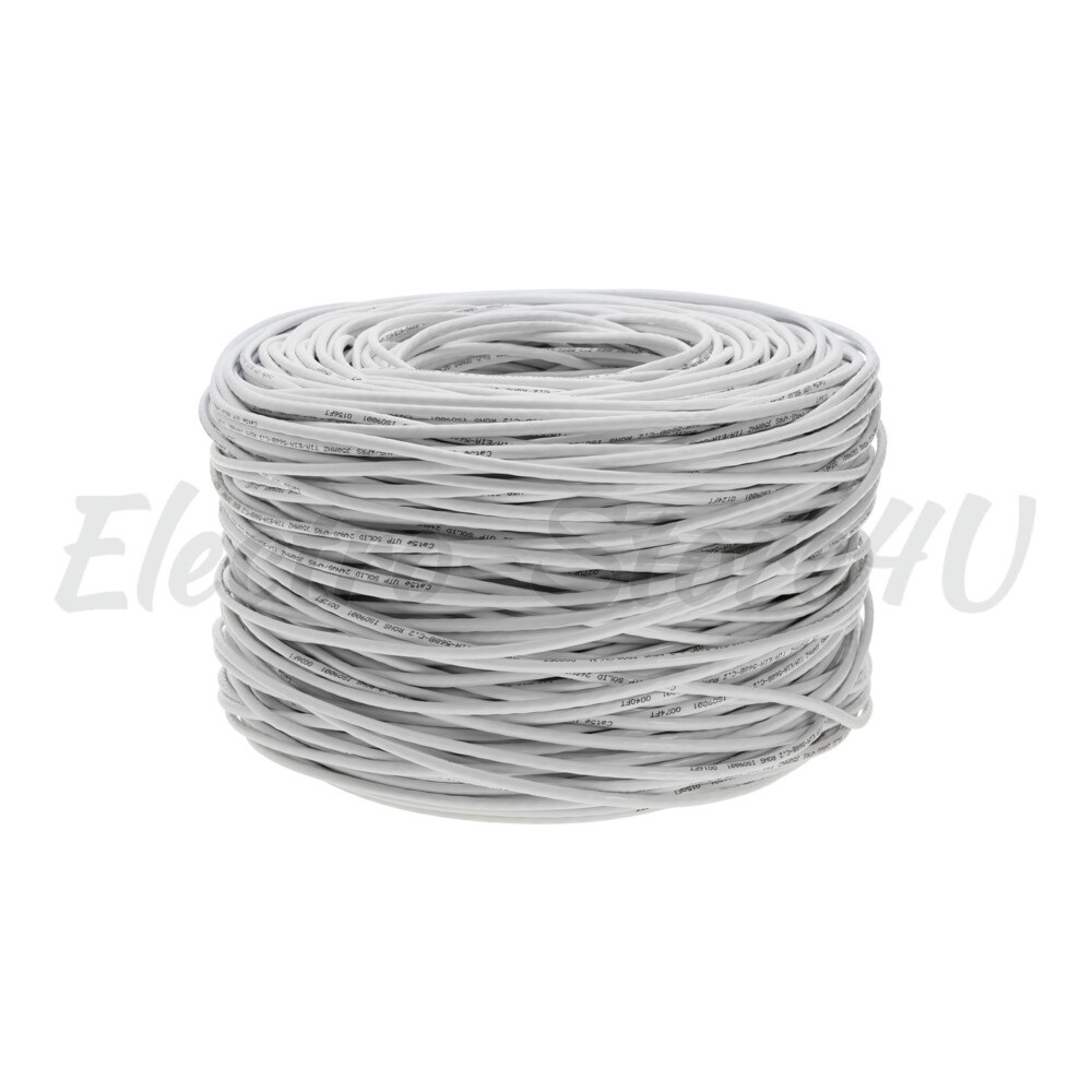 Shielded 1000ft Cat5e Cable White Network FTP Solid Ethernet Lan 24AWG Bulk Wire