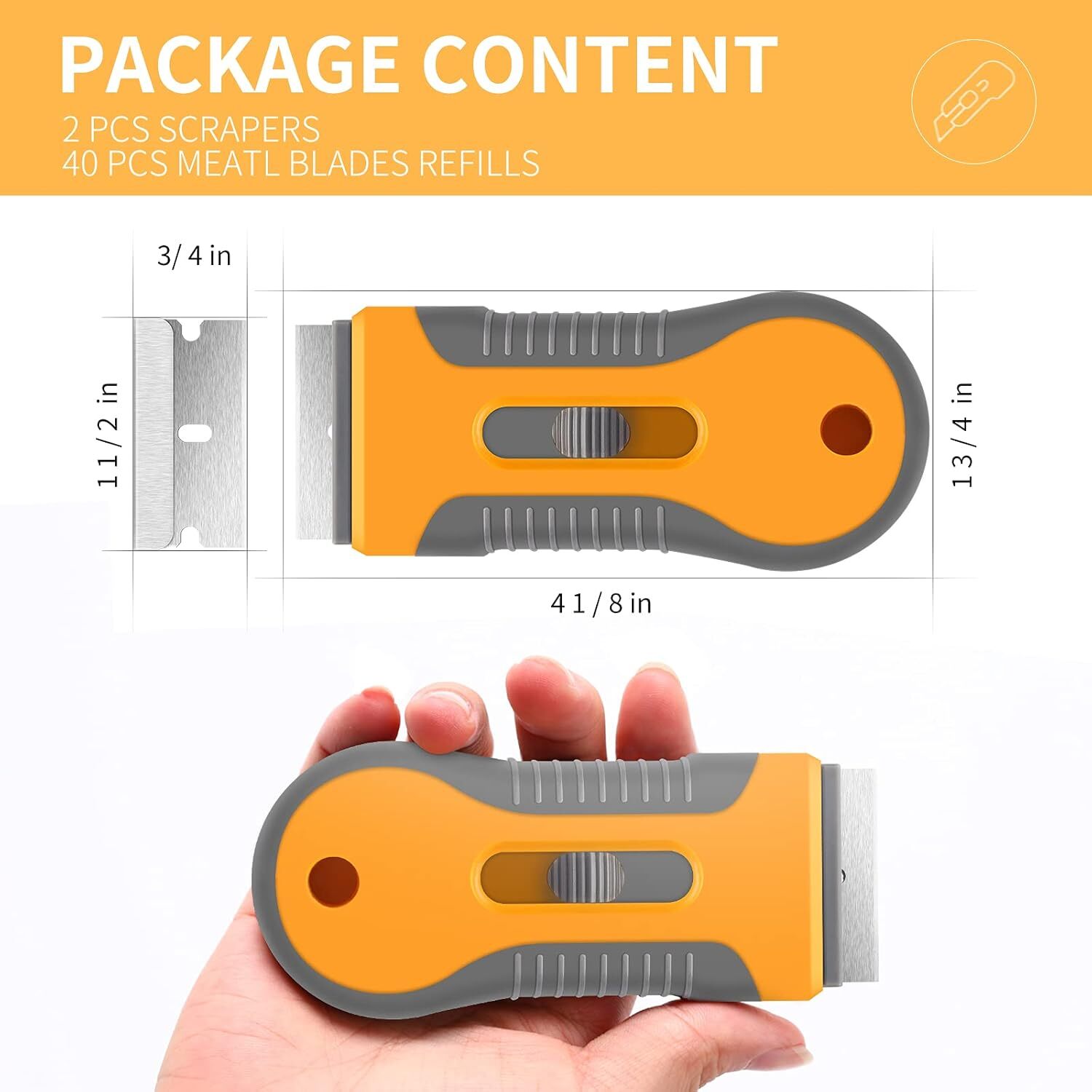 Razor Blade Scraper, 1 Pack Plastic Retractable Glass Scraper with 20 Pcs Extra