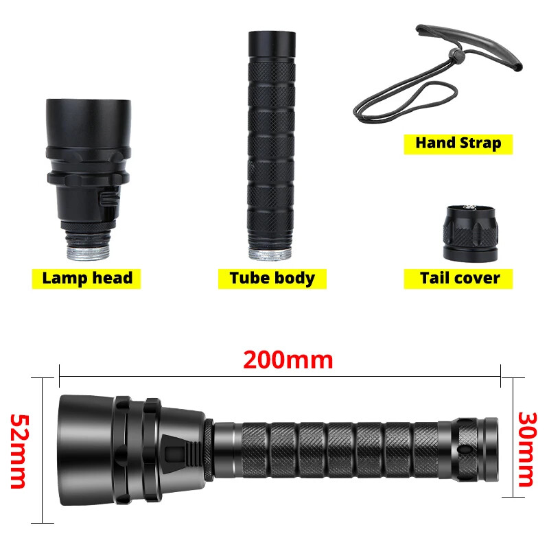 Diving Flashlight 3LED Scuba Dive Torch 300M Deep Underwater Waterproof Lantern