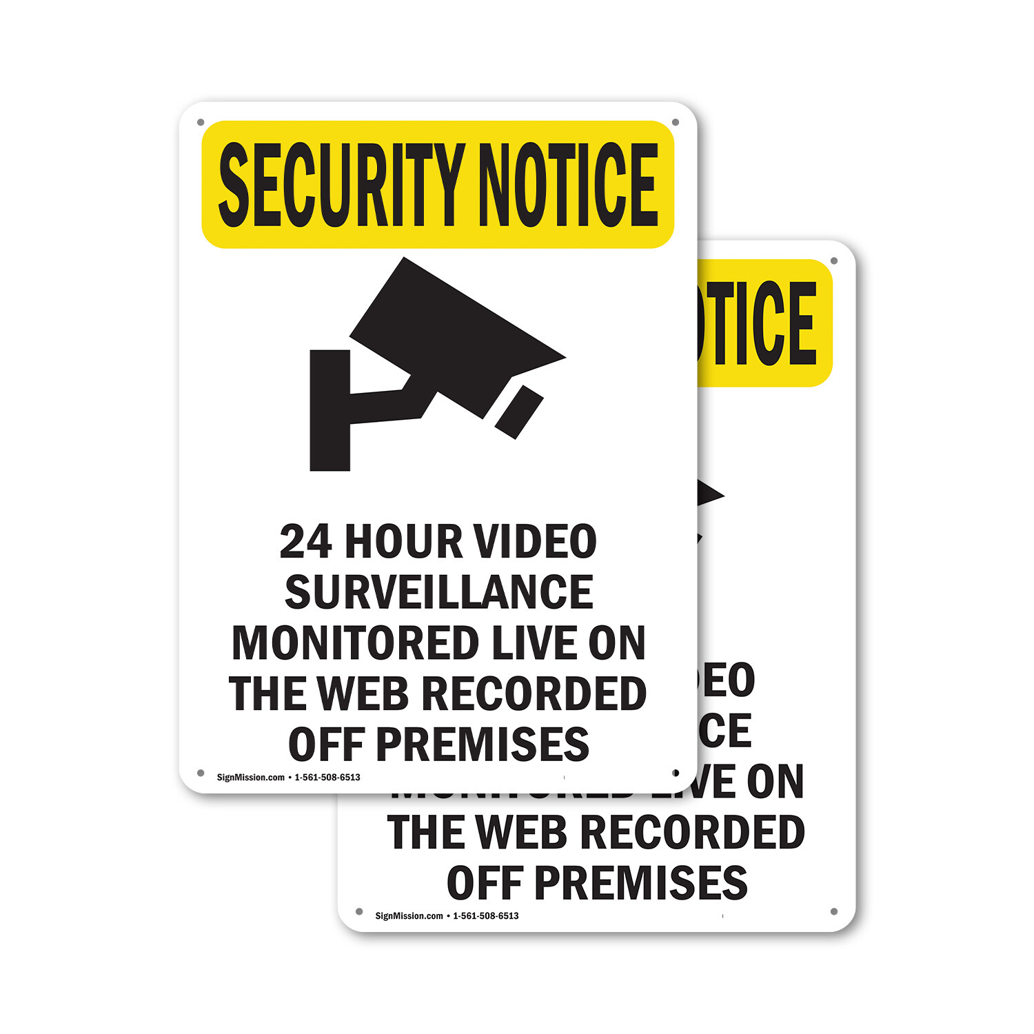 (2 Pack) 24 Hour Video Surveillance With Symbol OSHA Security Notice Sign Decal